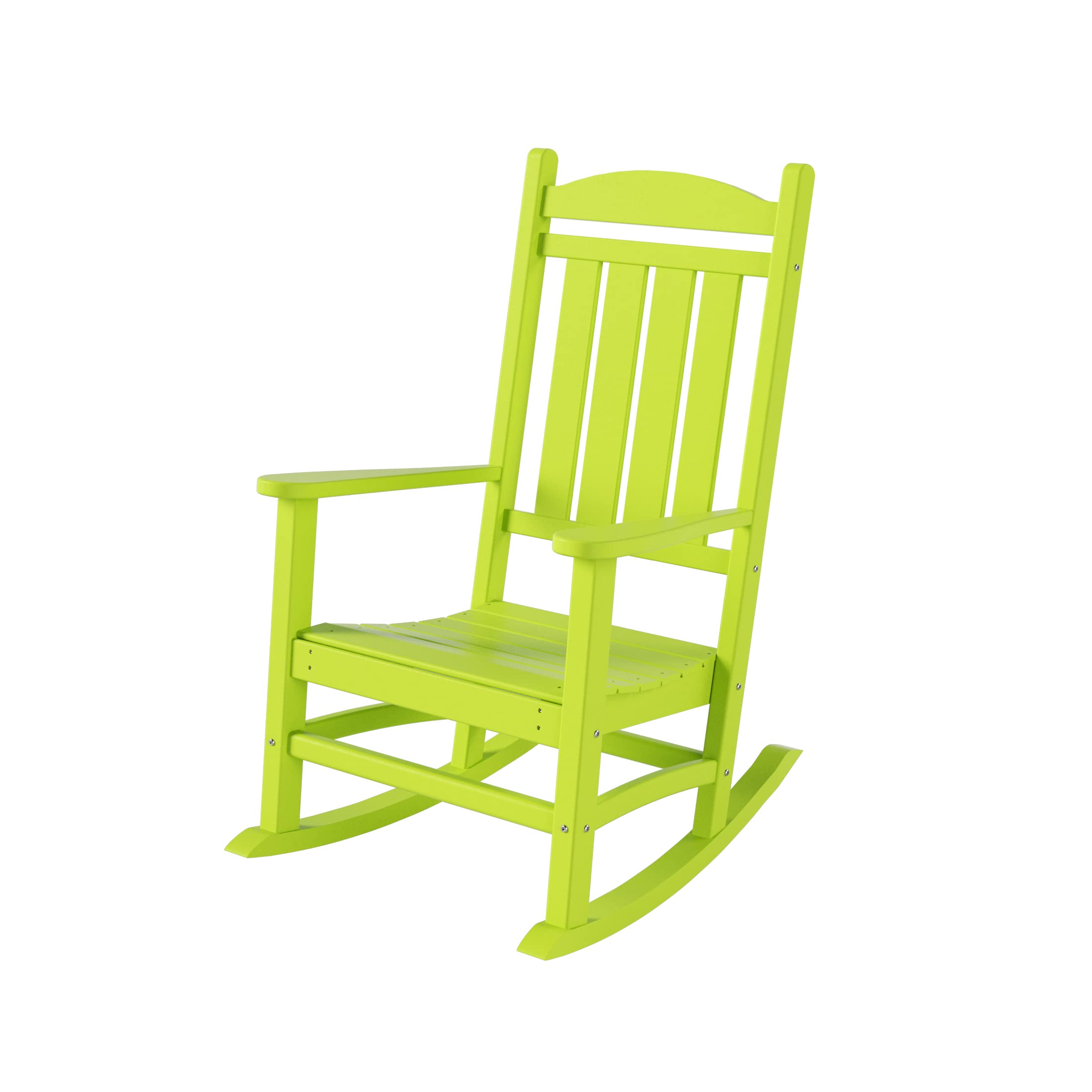 WO Home Furniture Patio Rocking Chair - Farmhouse Style Outdoor HDPE Rocker with UV Weather-Resistant Finish (Lime Green) - Perfect for Porch, Garden, Deck & Backyard Relaxation