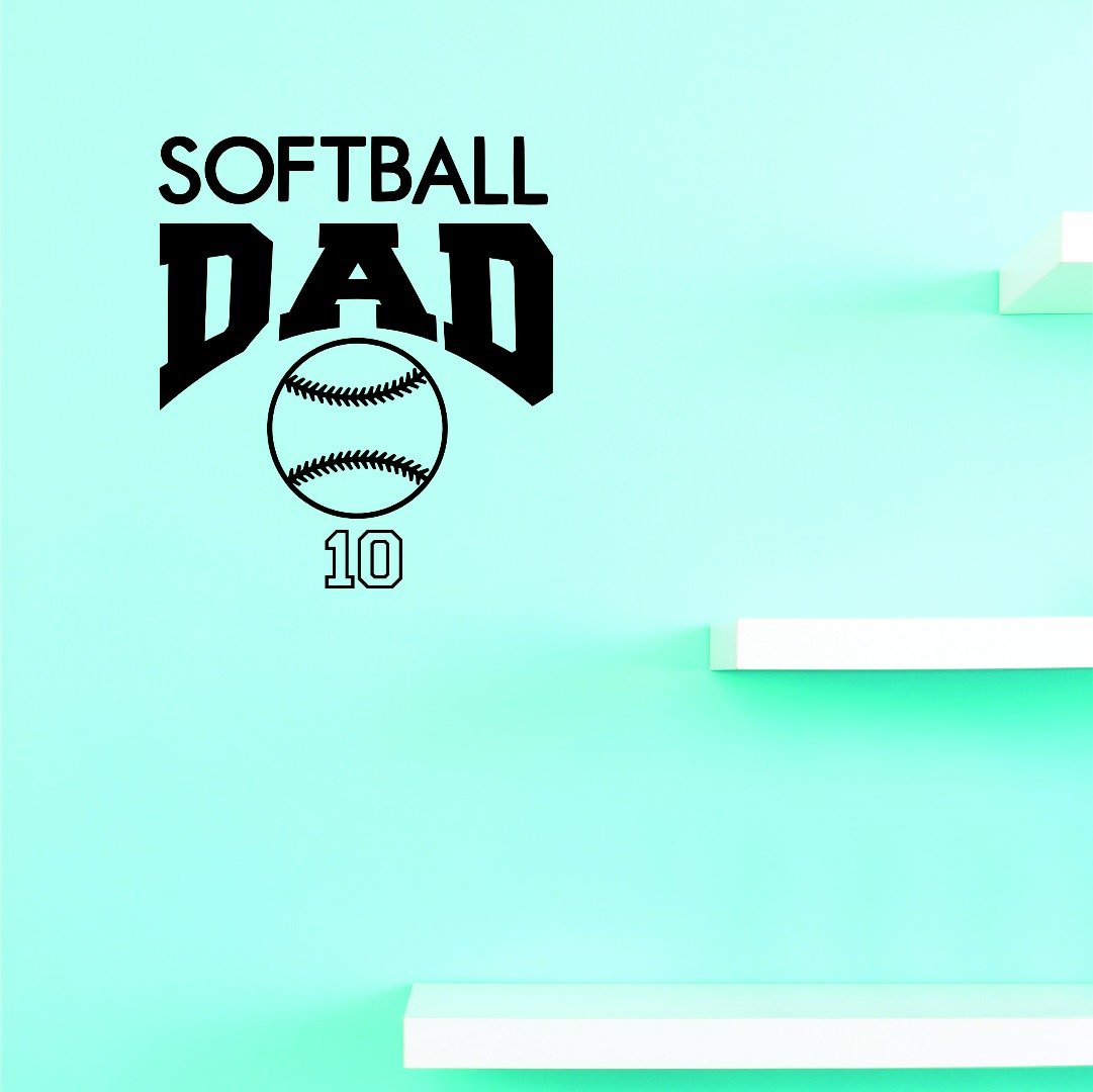 Custom Number Softball Vinyl Window Decal - Personalized Sports Team Sticker for Dad, Teens & Kids - 20