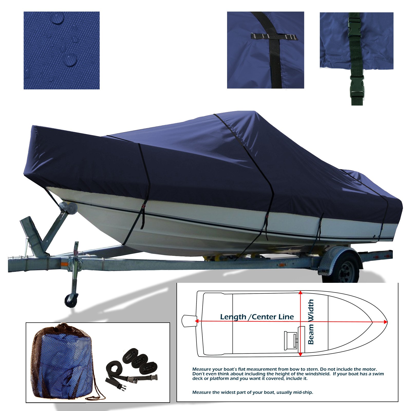 Trailerable Walk Around Cuddy Cabin Inboard Boat Cover - Fits Boats Up to 21'6