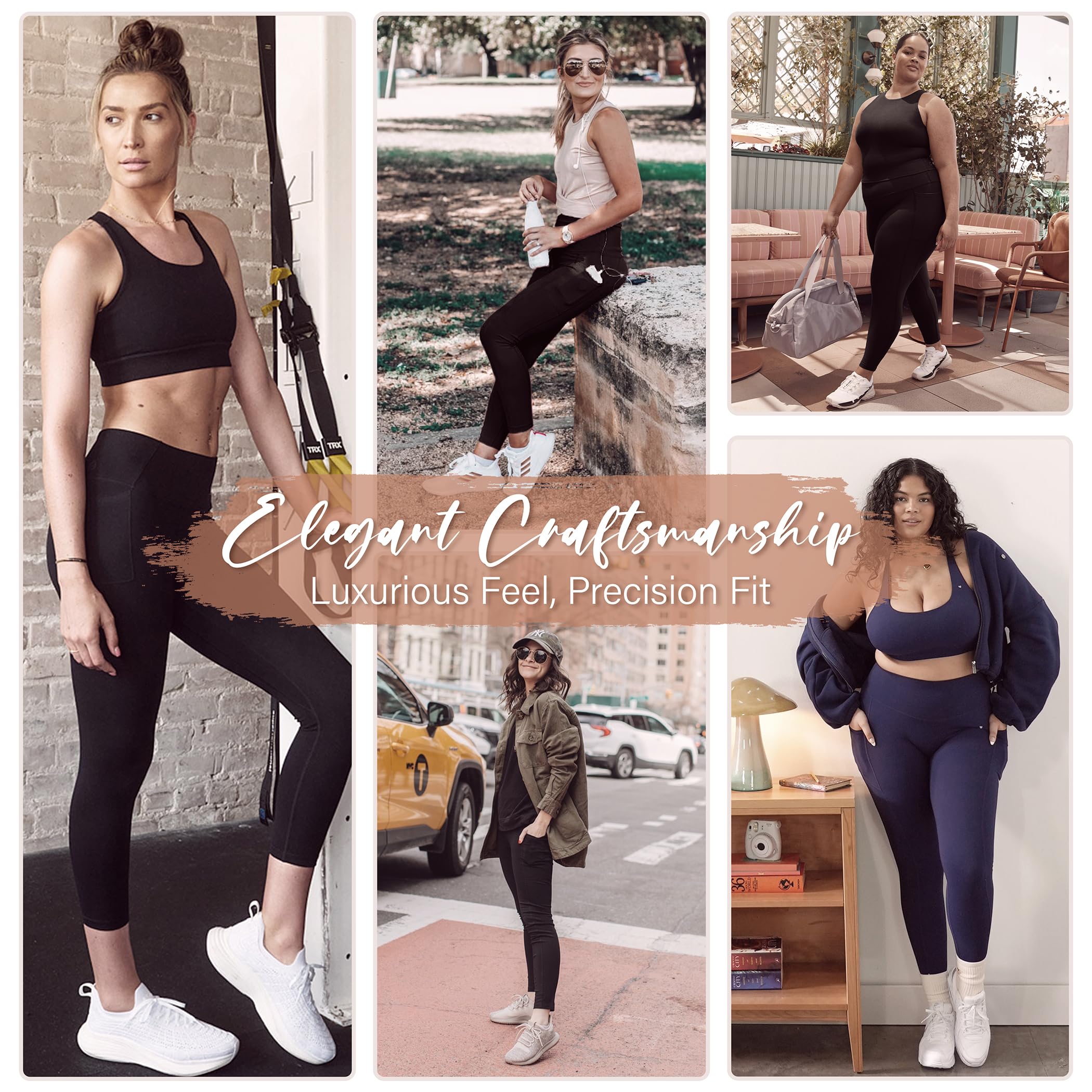 **SUNCLOVE Women's High Waisted Yoga Leggings with Pockets - 3 Pack Tummy Control Workout Pants for Running, Gym & Lounge**