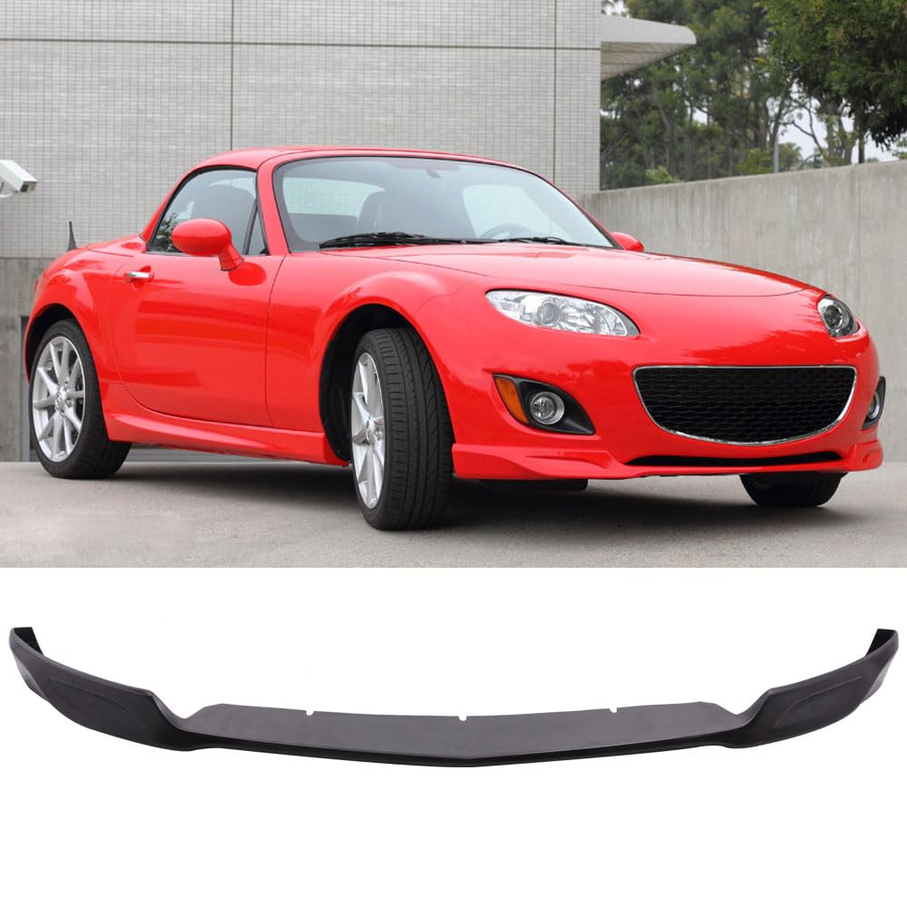 IKON MOTORSPORTS Factory Style PU Front Bumper Lip Spoiler for 2009-2012 Mazda MX-5 Miata - Perfect for Street Racing & Car Shows