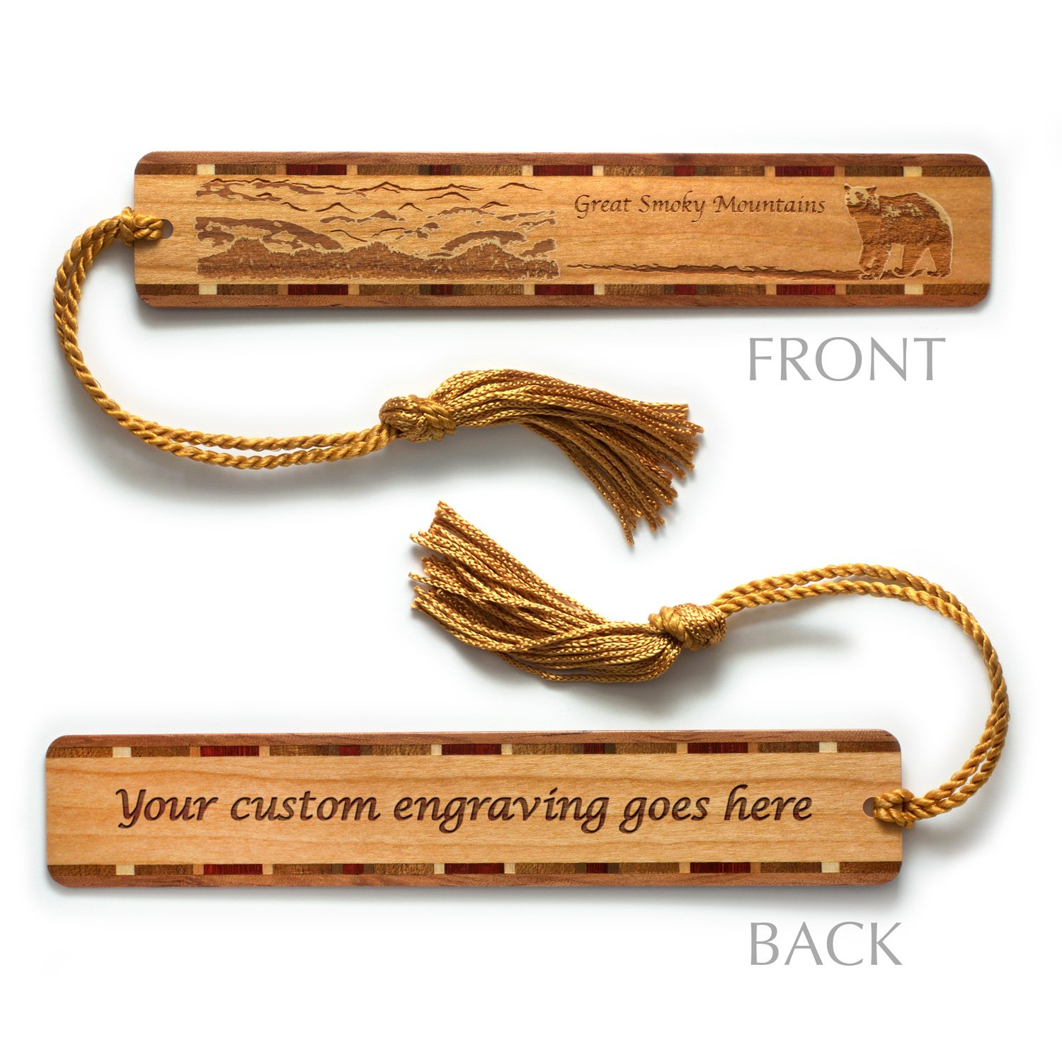 Personalized Engraved Wooden Bookmark with Tassel - Great Smoky Mountains National Park Souvenir - Handmade in USA - Perfect Gift for Book Lovers & Travel Enthusiasts