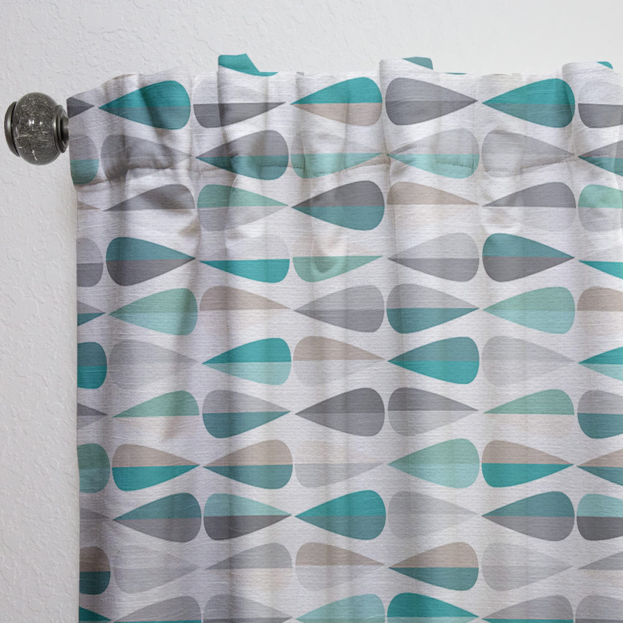 DesignQ 'Retro Abstract Drops III' Thermal Insulated Curtains - Single Panel 52x84 - Blackout Drapes for Bedroom & Living Room - Perfect for Home Decor & Light Control