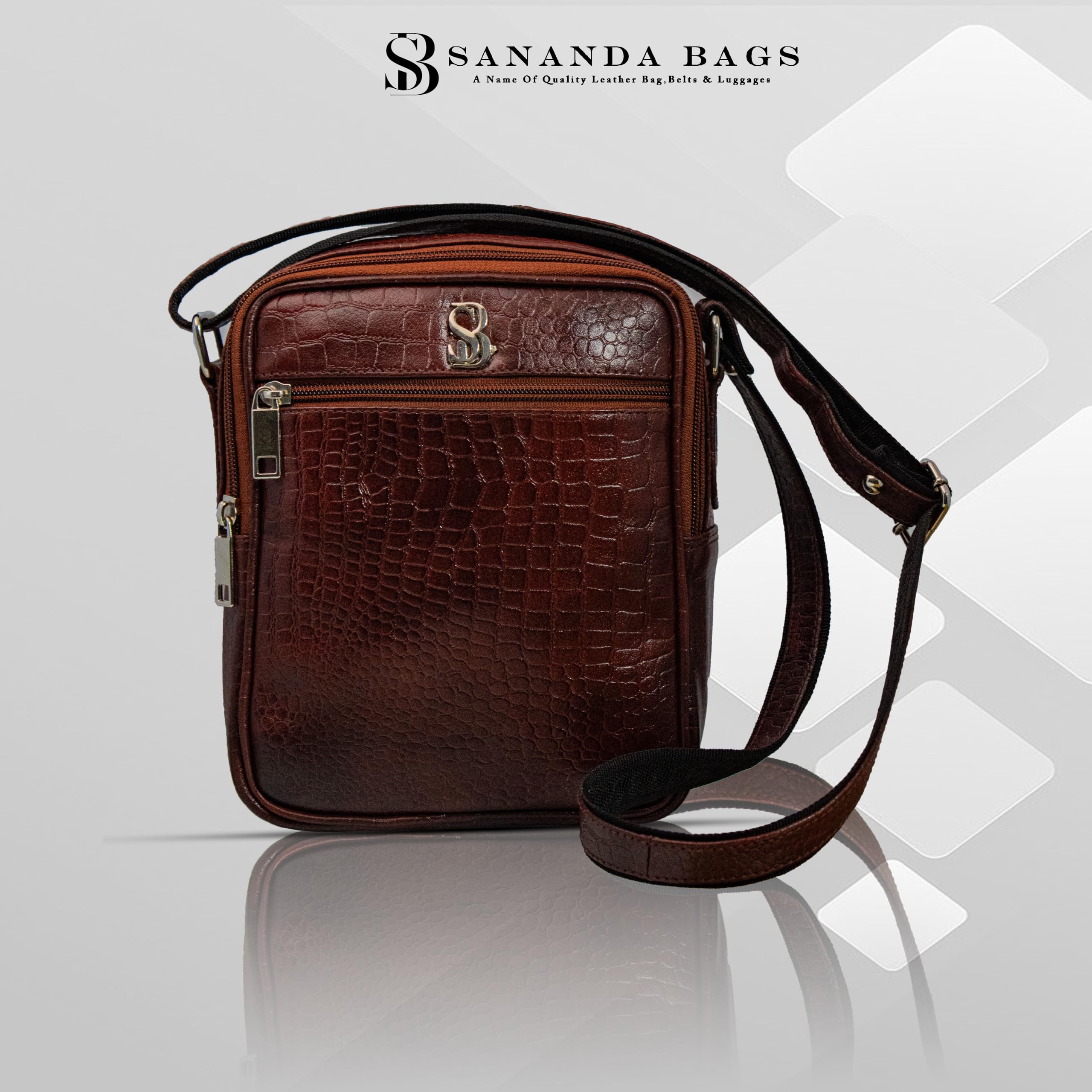Sananda Genuine Leather Crossbody Bag for Men - Stylish Sling Shoulder Bag - Perfect for Travel, Work & Everyday Use