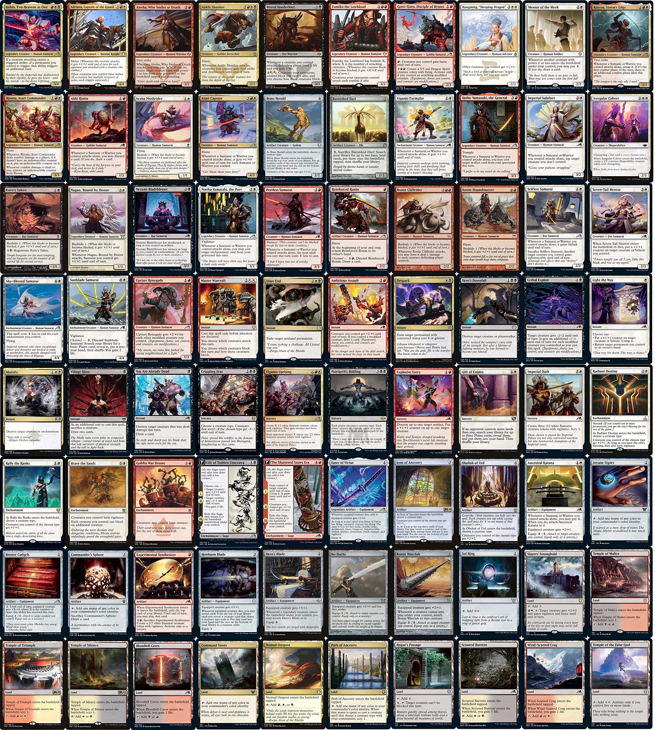 Elite Commander Mardu Samurai Deck - Red White Black MTG - Isshin EDH Commander - 100 Card Custom Magic The Gathering Deck - Powerful for Competitive Play & Casual Gaming
