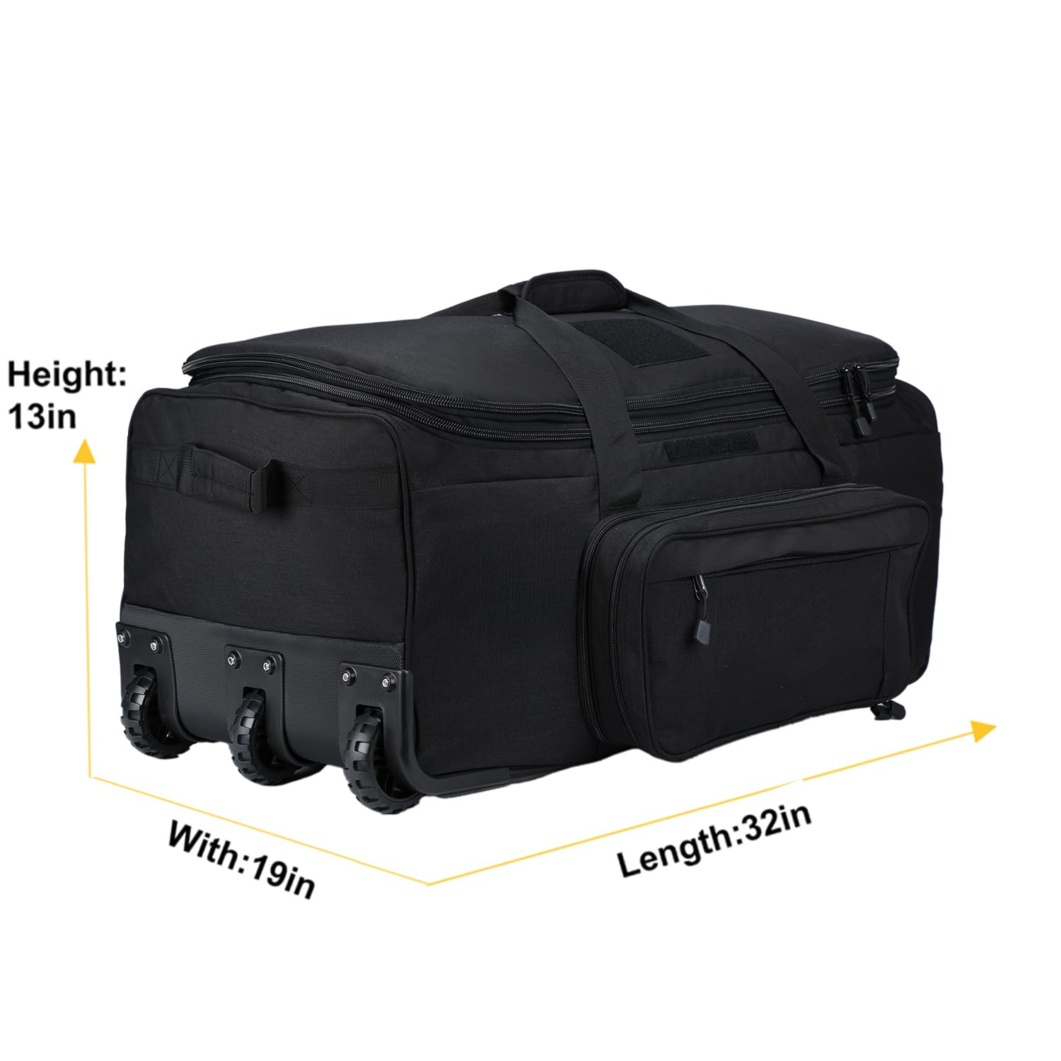 Military Duffle Bag with Wheels - Heavy Duty Deployment Gear Bag, Large Tactical Travel Duffel (Black) | Perfect for Army Deployment, Camping, Gym & Air Travel