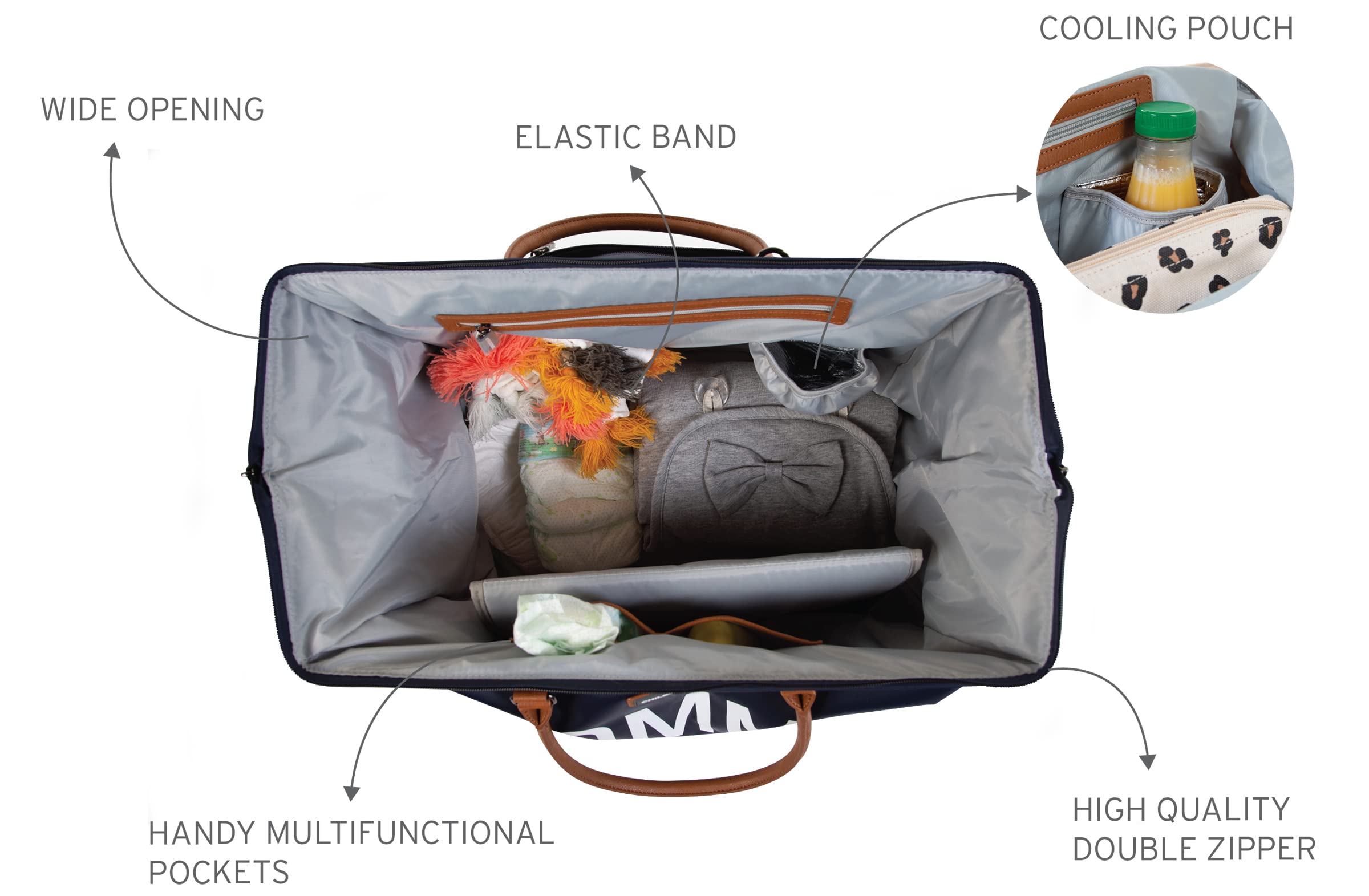 Childhome MOMMY BAG Large Baby Diaper Bag - Spacious Travel Organizer for Baby Essentials | Perfect for Daycare, Outings & Family Trips