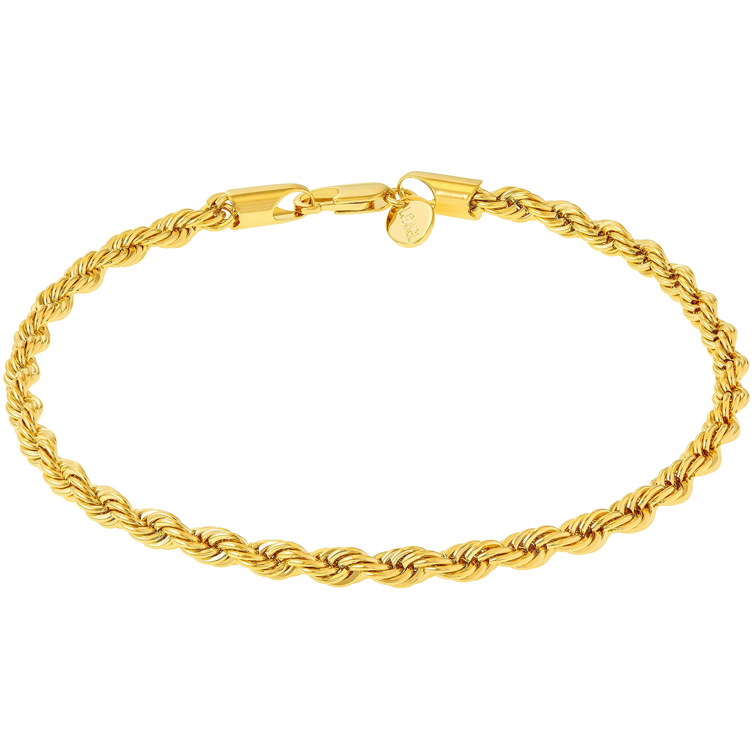 LIFETIME JEWELRY 24K Gold Plated Women's Anklet Bracelet - 5mm Rope Chain Ankle Jewelry for Everyday Wear, Beach Vacation & Special Occasions