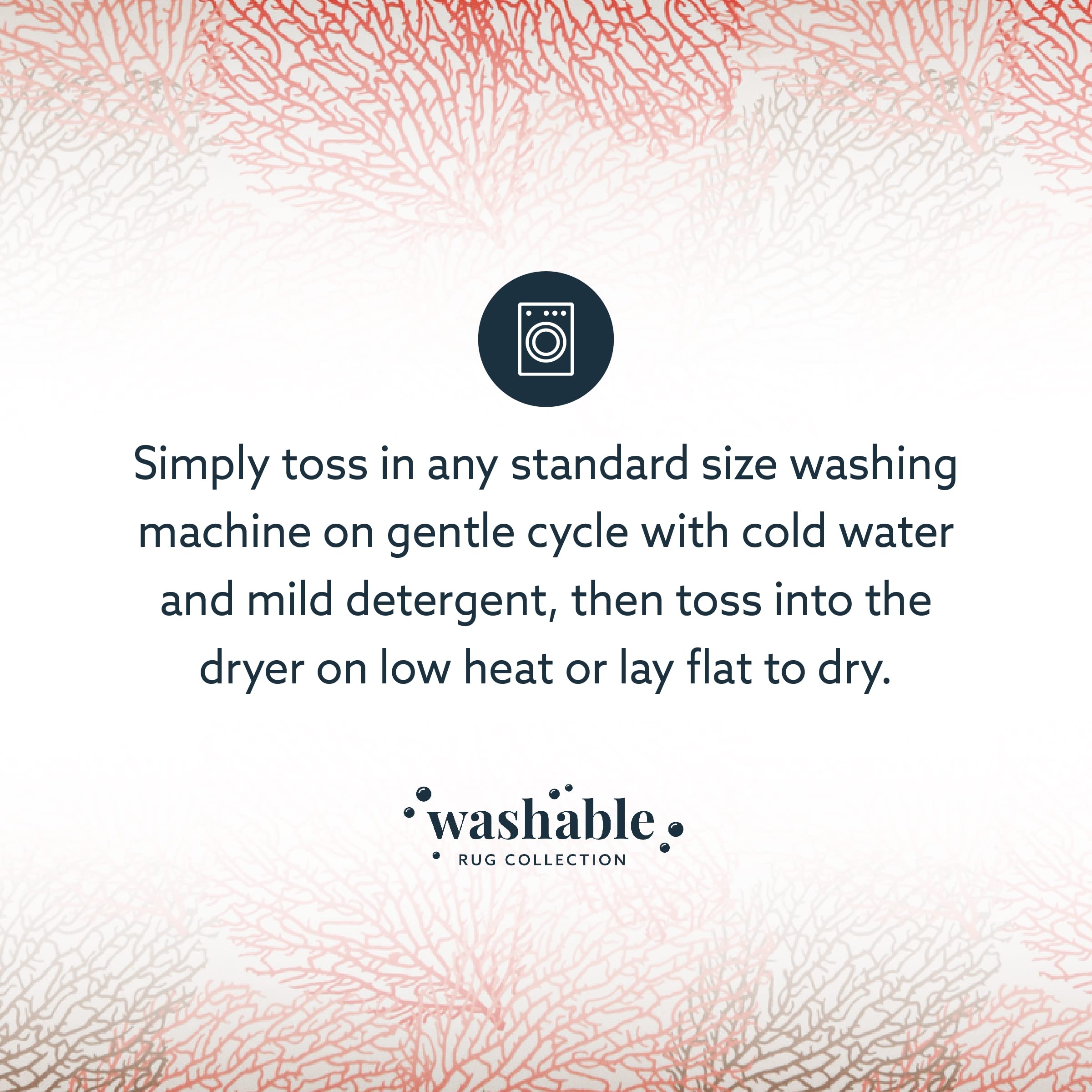 Linon The Anywhere Washable Rug - Varley Ivory/Coral 5' X 7' Area Rug - Machine Washable, Stain Resistant - Perfect for Living Room, Bedroom, or Dorm Decor