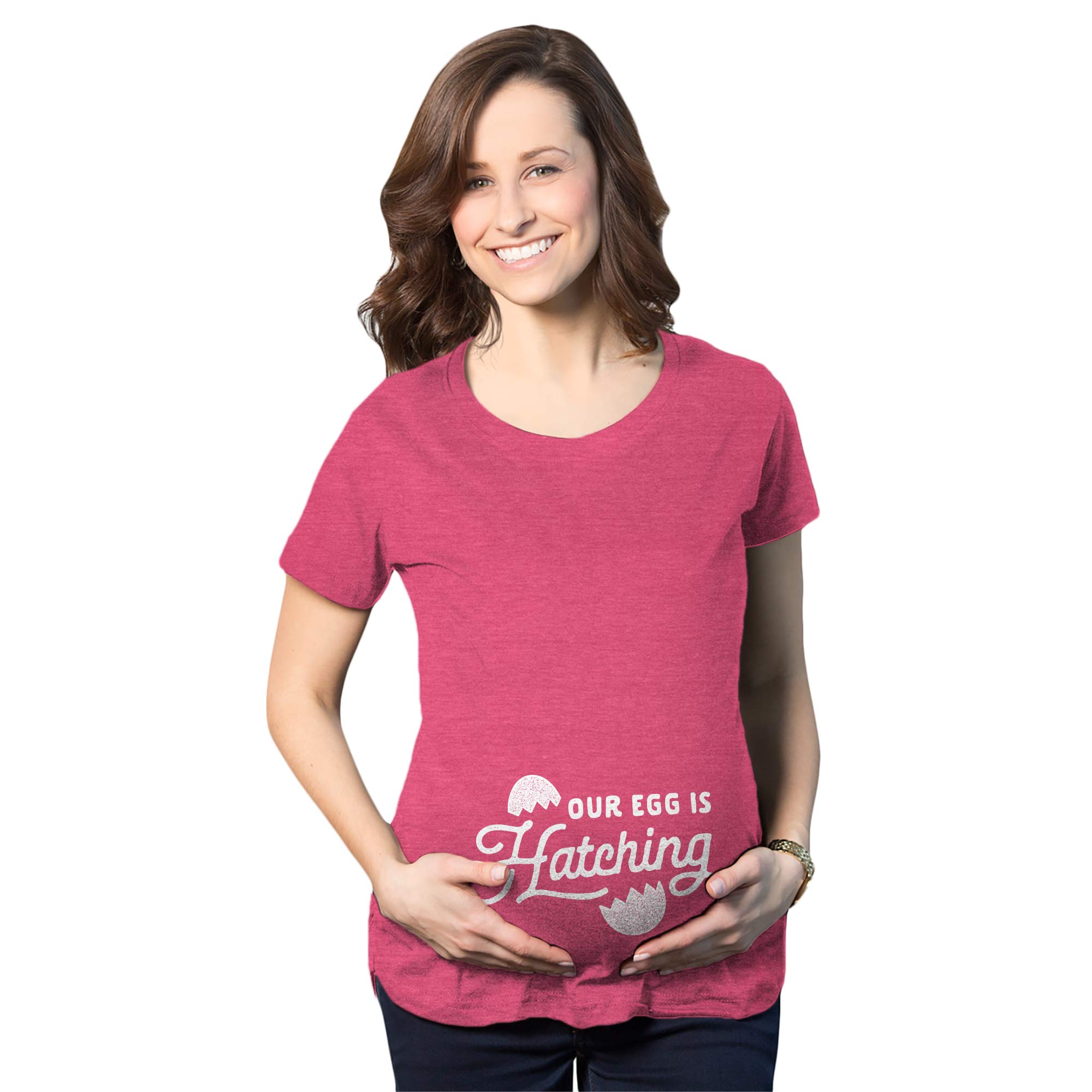 Funny 'Our Egg is Hatching' Maternity T-Shirt for Pregnancy Announcement & Easter - Cute Novelty Tee for Baby Showers, Gender Reveals & Holiday Celebrations