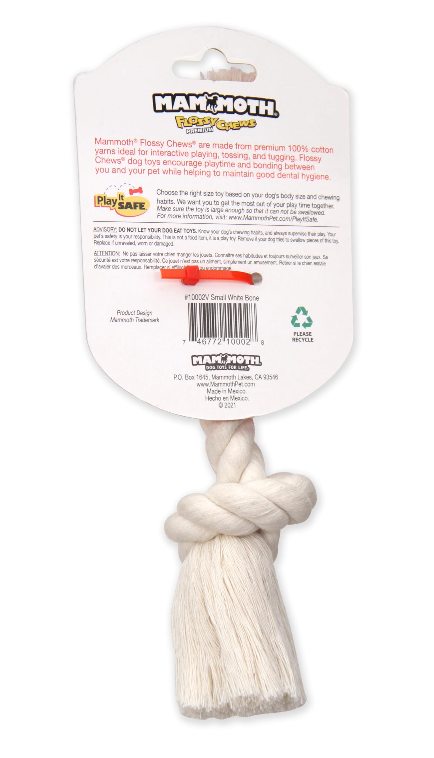**Mammoth Flossy Chews 100% Natural Cotton Rope Dog Toys - Premium White Knot Dog Rope Toy for Small Dogs - Interactive Tug & Chew Toy for Puppies & Small Breeds (9