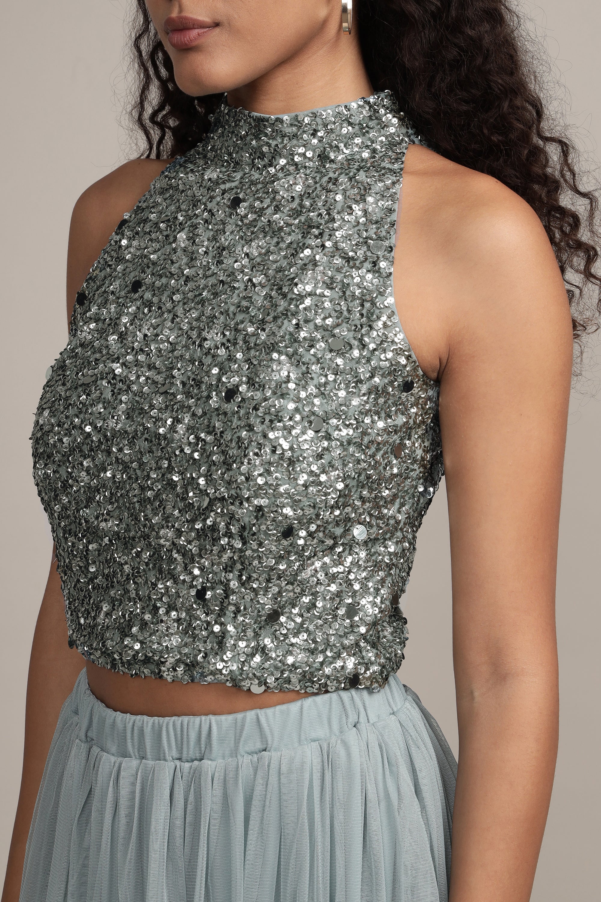 Stylish Gui Picasso Teal Sequin Top for Women | Elegant Party Blouse with Sparkling Sequins | Perfect for Night Out, Club Wear & Special Occasions