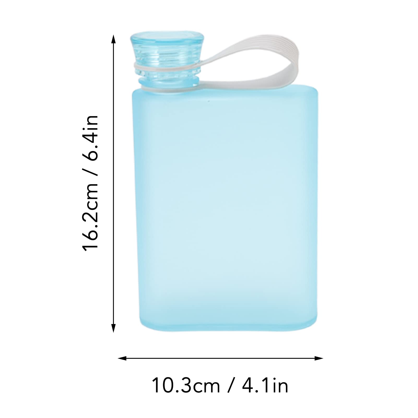 13oz Slim Flat Water Bottle - BPA Free Plastic Travel Mug with Leak-Proof Lid - Portable & Lightweight for Gym, Hiking, Office & Daily Use - 380ml Transparent Blue Sports Water Flask