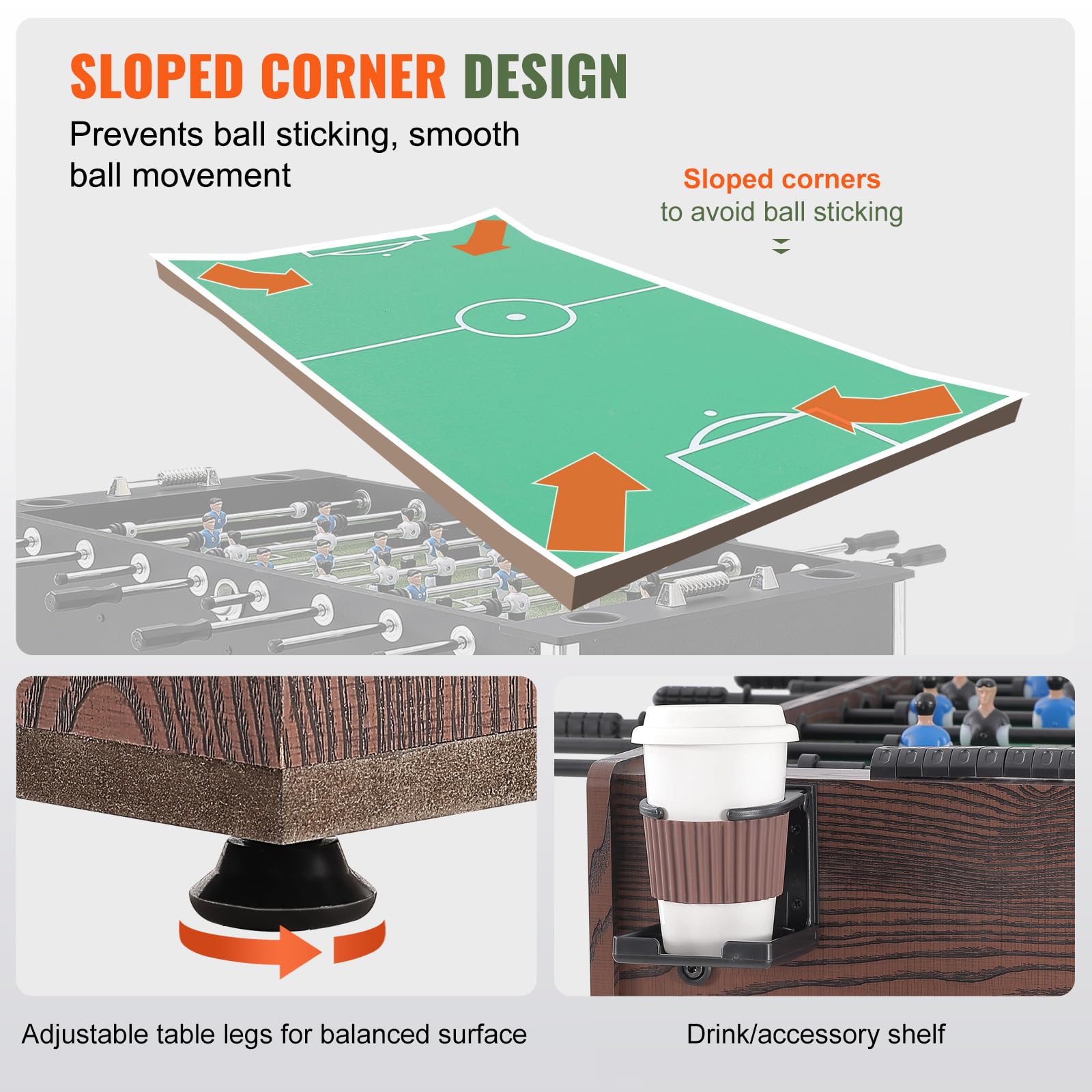 VEVOR Folding Foosball Table 42/48/55 Inch - Standard Size Indoor Soccer Table Game for Home, Family & Game Room - Includes Foosball Set - Perfect for Parties, Basement Entertainment & Office Break Rooms