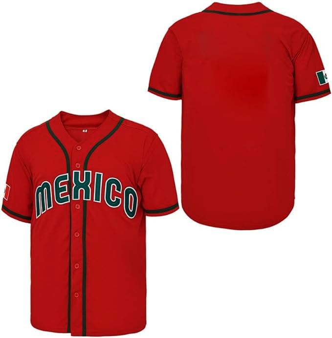 Yamerbo Mexico Baseball Jersey #56 - Authentic Mexico Flag Baseball Shirt for Men, Women & Youth | Hip Hop Style Baseball Jersey for Sports, Casual Wear & Fan Events