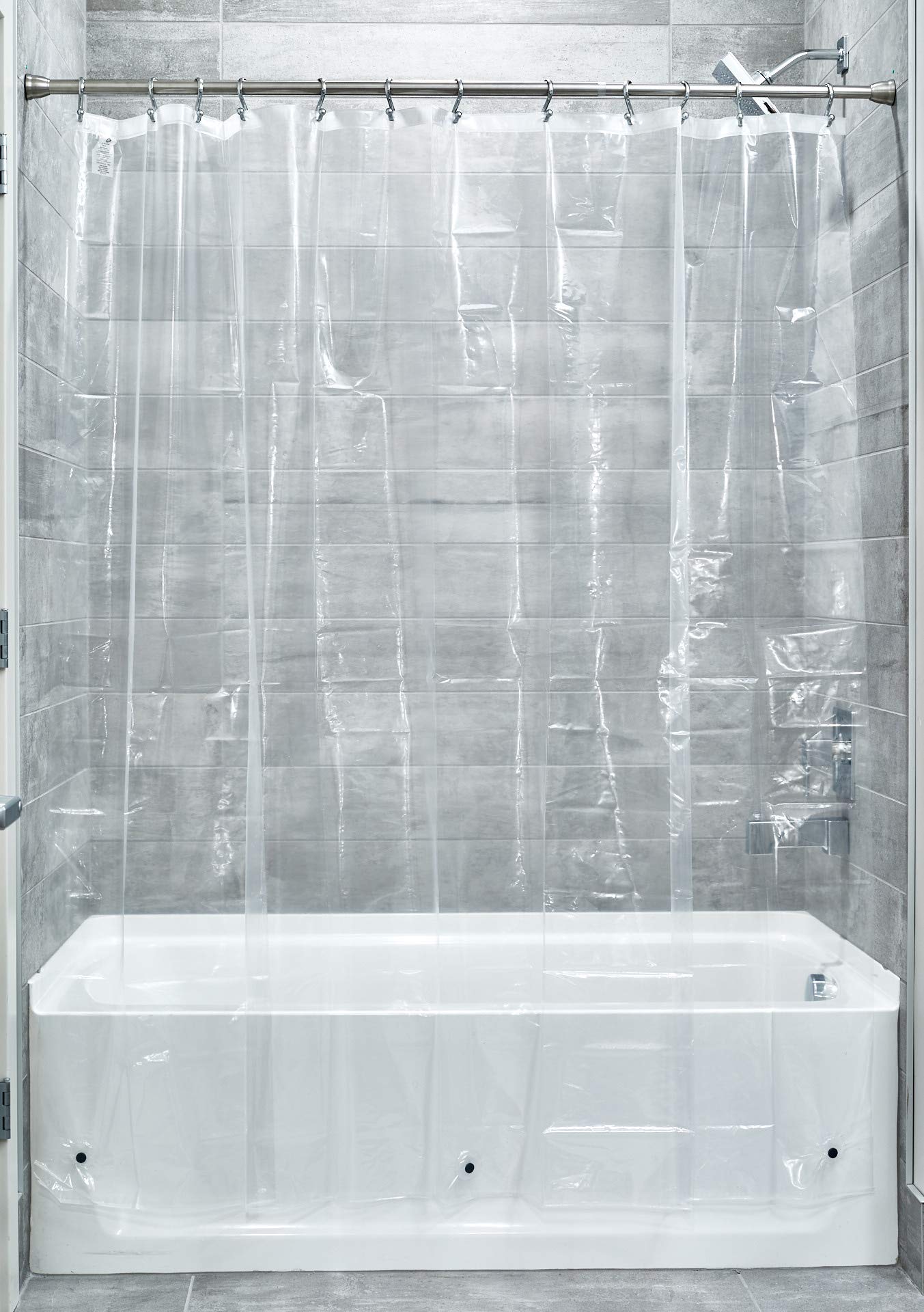 Waterproof Clear Vinyl Shower Curtain Liner 54x78 Inches - Heavy Duty Plastic Bathroom Shower Curtain for Bath Tub, Fits Standard Showers, Use Alone or With Fabric Curtains