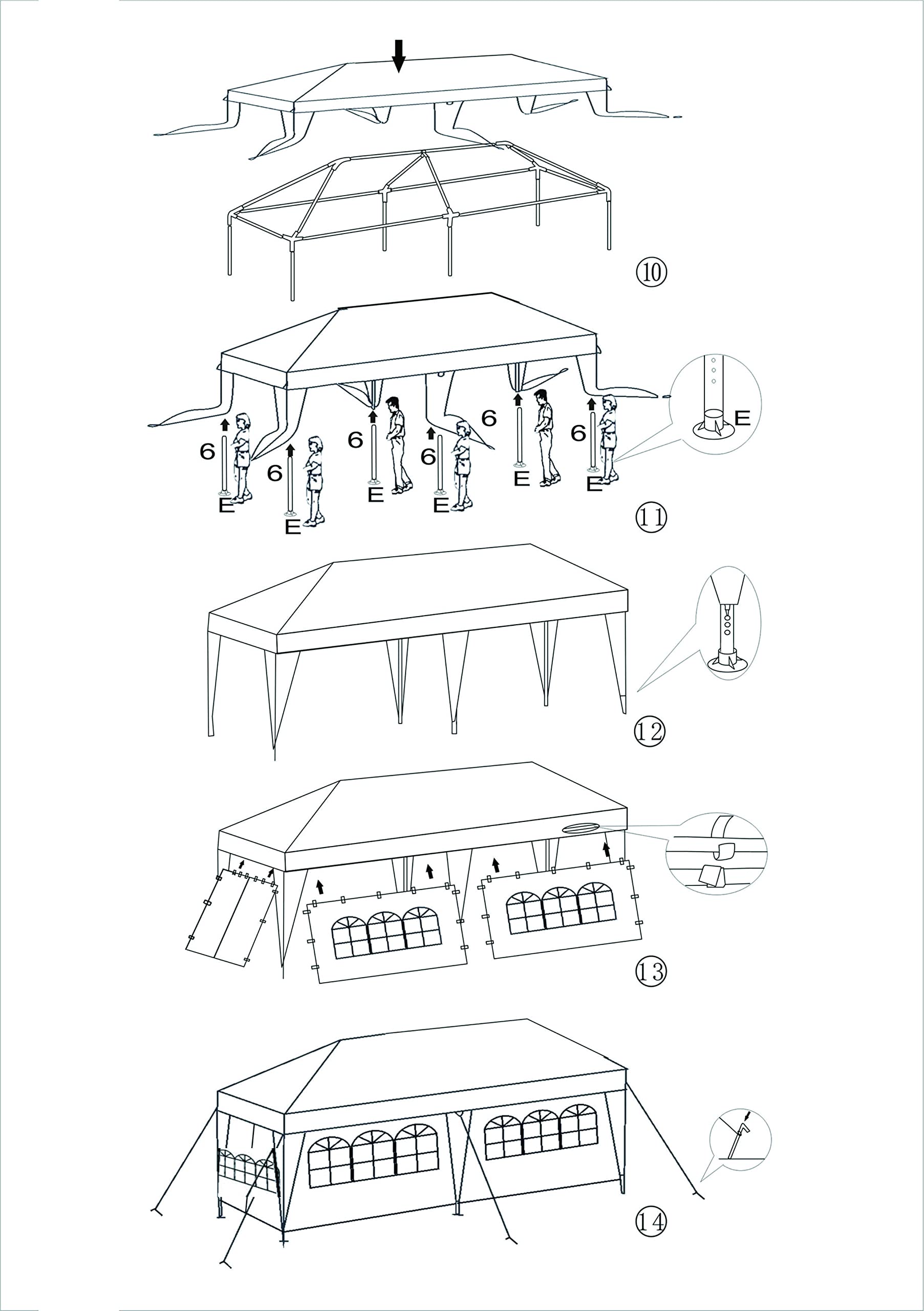 10'x20' Waterproof Outdoor Gazebo Canopy Tent with Removable Side Walls & Spiral Tubes - Perfect for Weddings, Parties, Camping, Market Stalls & Commercial Events