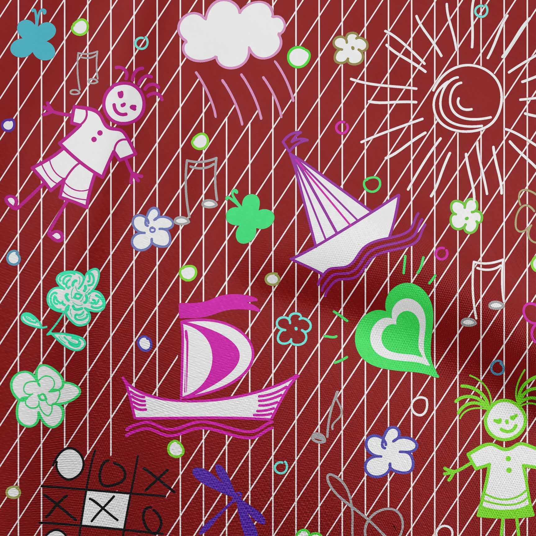 Premium Cotton Poplin Twill Maroon Fabric for Kids Clothing - 56