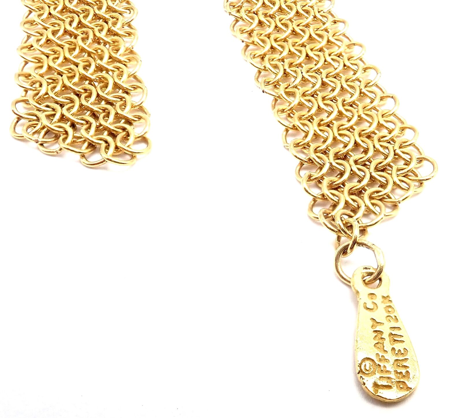 Authentic Tiffany & Co Peretti 20k Yellow Gold Mesh Bib Scarf Necklace - Vintage Luxury Jewelry for Women, Perfect for Weddings, Parties & Special Occasions