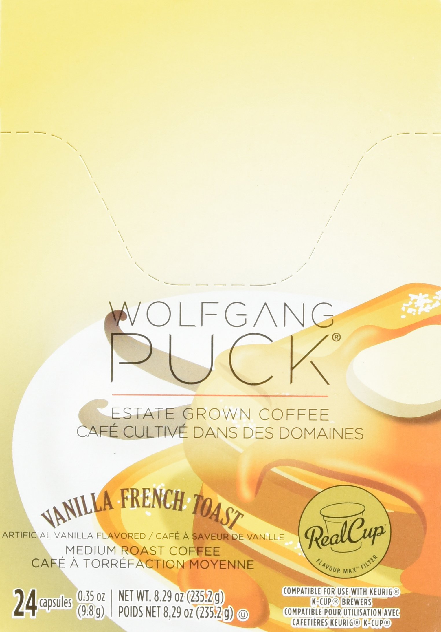 Wolfgang Puck Vanilla French Toast Coffee Cups - 24 Count | Premium Disposable Coffee Cups for Home, Office & Cafes | Perfect for Hot & Cold Beverages