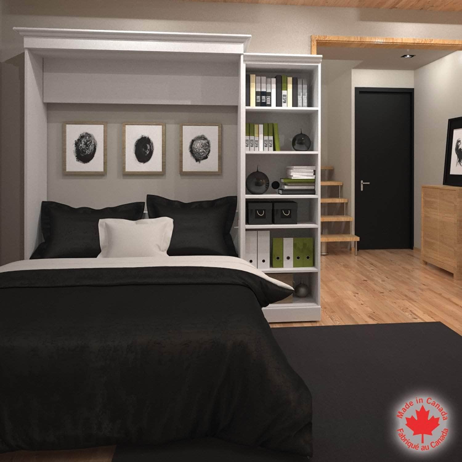 Space-Saving Queen Murphy Wall Bed with Built-in Storage Unit (92