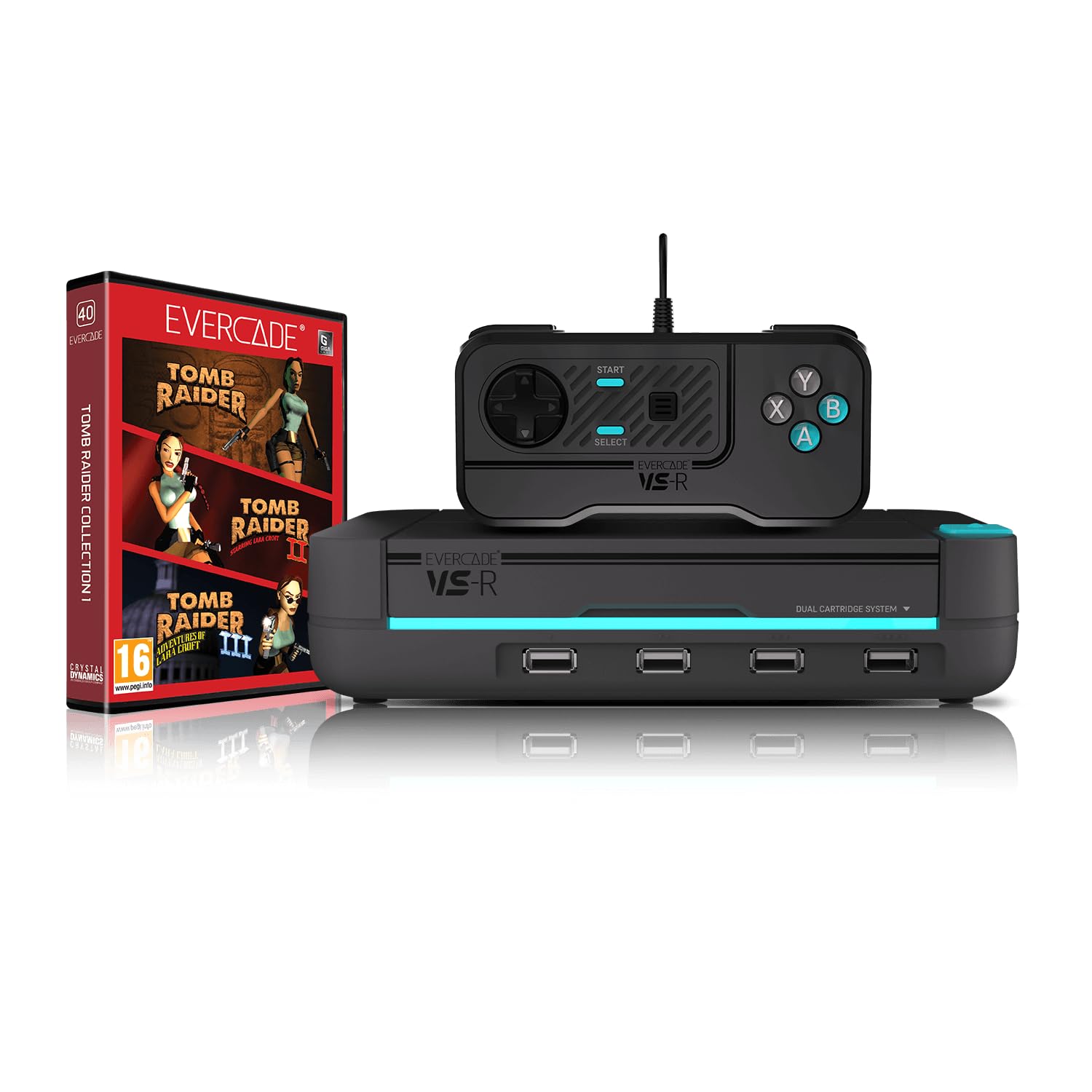 Evercade VS-R Retro Gaming Console with Controller - Includes Tomb Raider 1, 2 & 3 Games | Classic Arcade Experience for Home Entertainment & Nostalgic Gaming Nights