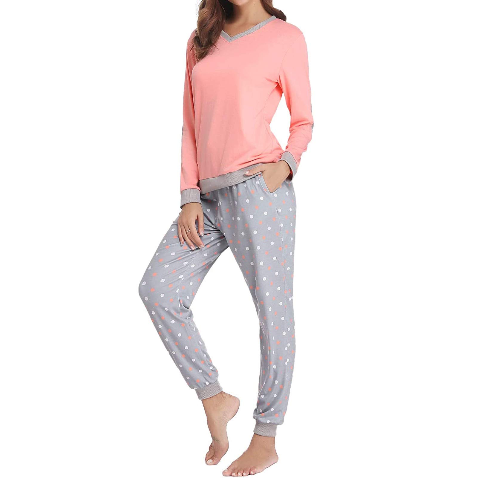 **Mercatoo Women's Pajama Set - Long Sleeve Sleepwear & Lounge Wear for Mother's Day Gift - Cozy Nightwear for Relaxing at Home or Sleepovers**