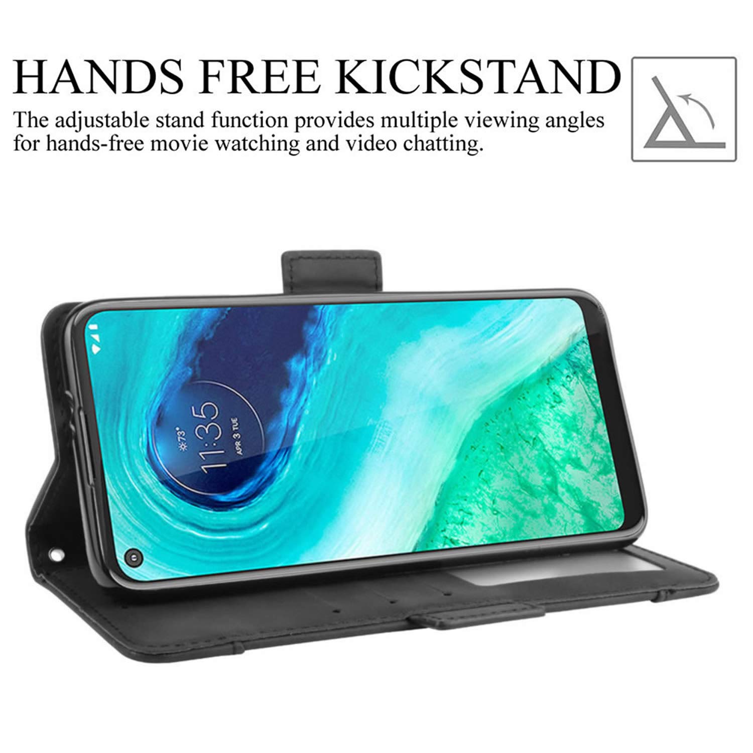 Premium Magnetic Shockproof PU Leather Wallet Case for Motorola Moto G Fast 2020 - Full Body Protection with Card Holder & Stand | Perfect for Work, Travel & Everyday Use (Black)