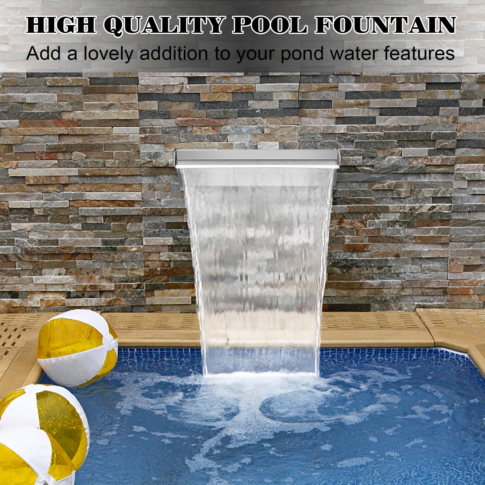 304 Stainless Steel Waterfall Pool Fountain - 17.7\