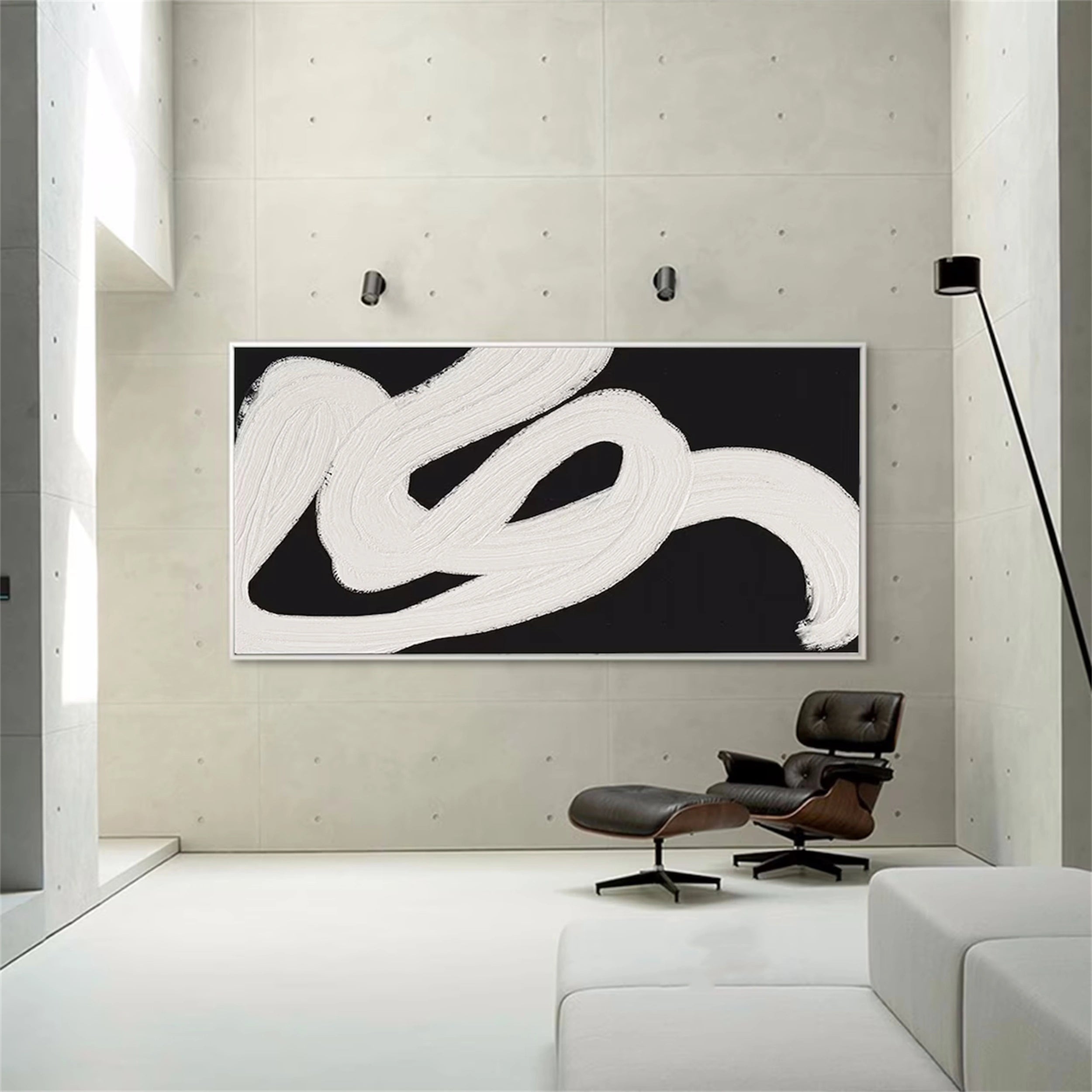 Modern Black and White Textured Minimalist Wall Art Print #MZ066 - Perfect for Living Room, Bedroom & Office Decor