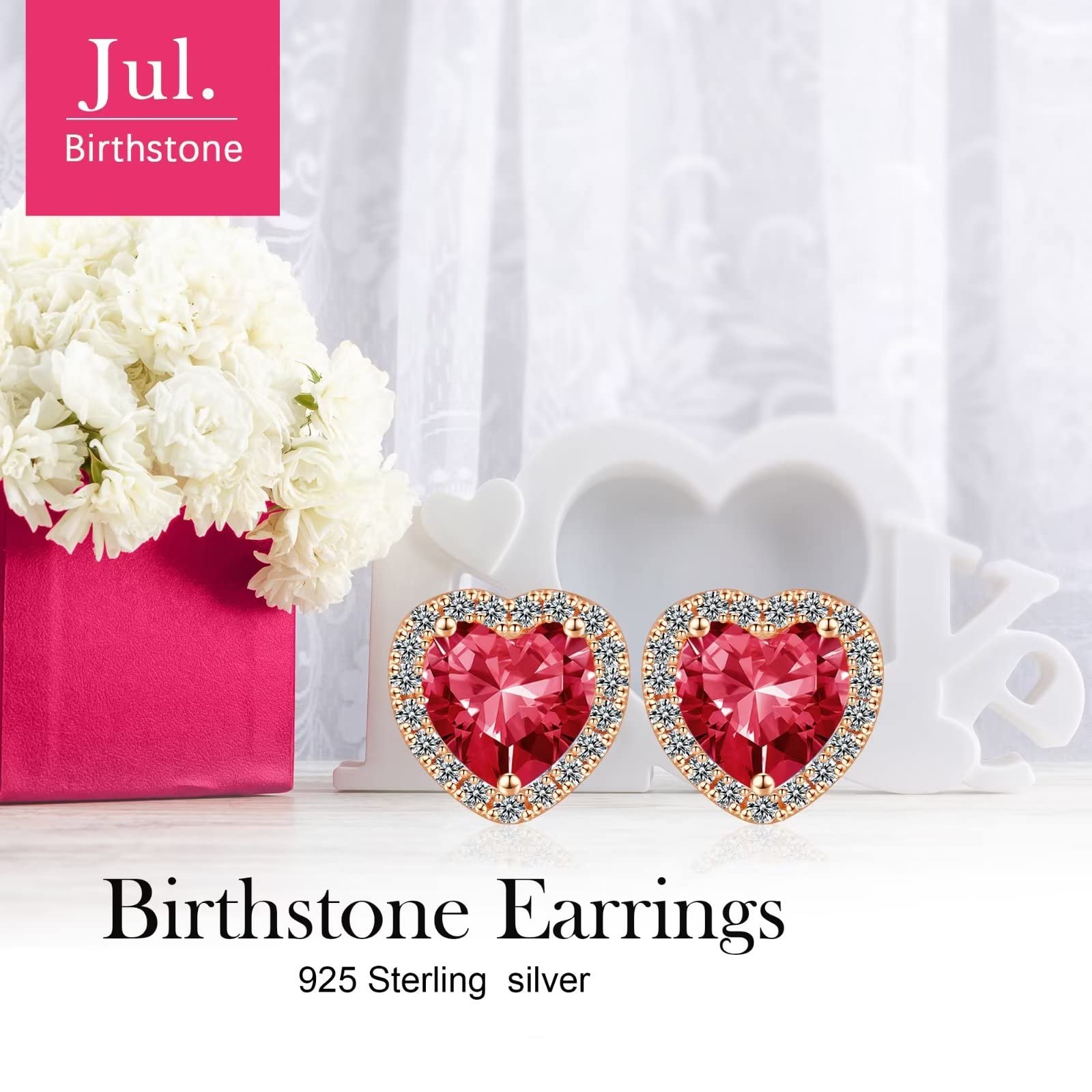 Memorjew Sterling Silver Birthstone Stud Earrings for Women - Elegant Anniversary, Christmas, Mother's Day & Birthday Gifts for Wife, Mom, Girlfriend | Perfect for Everyday Wear, Special Occasions & Gift-Giving