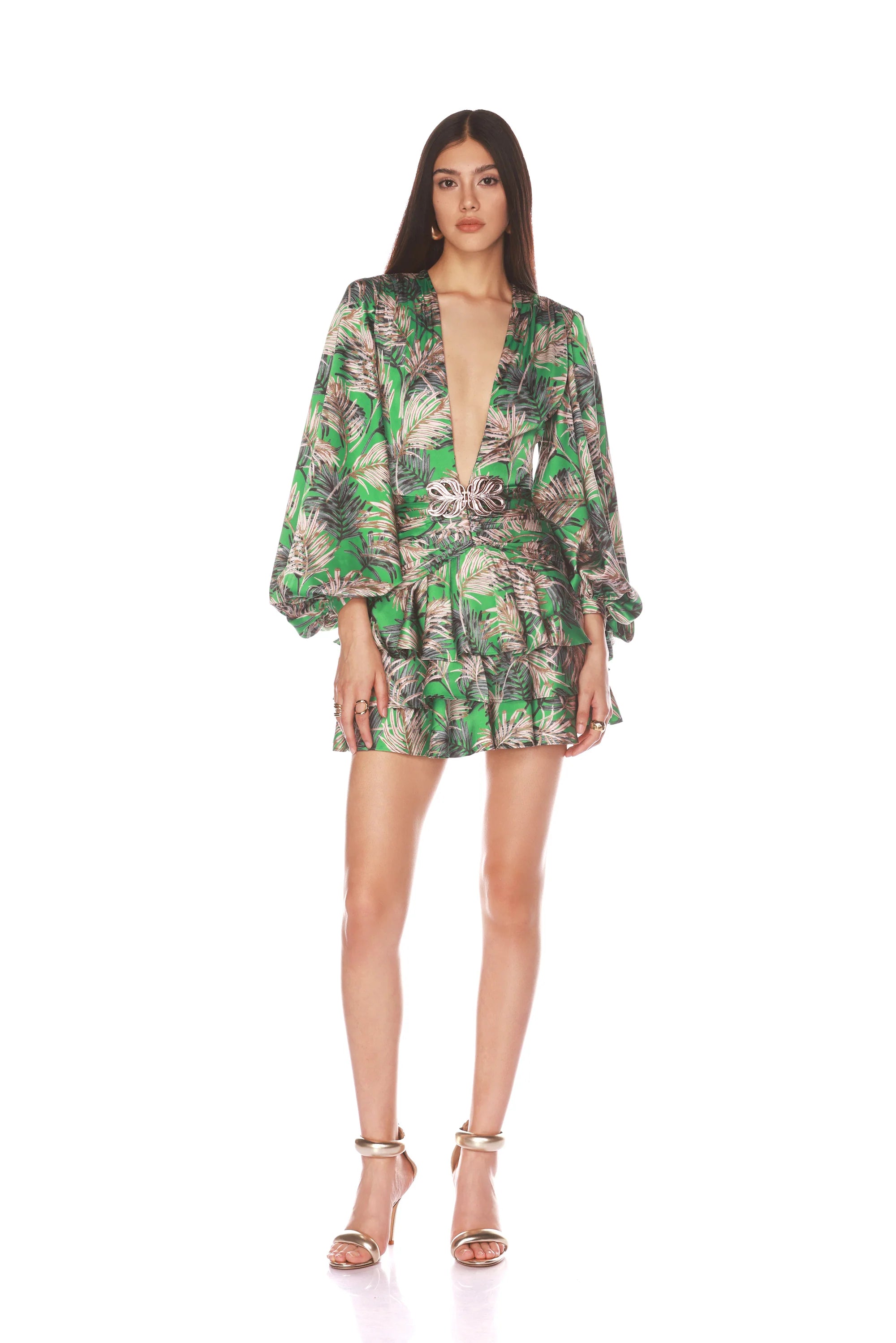 Bedouin Mini Dress in Green - Boho Chic Summer Outfit for Beach, Festival & Casual Wear