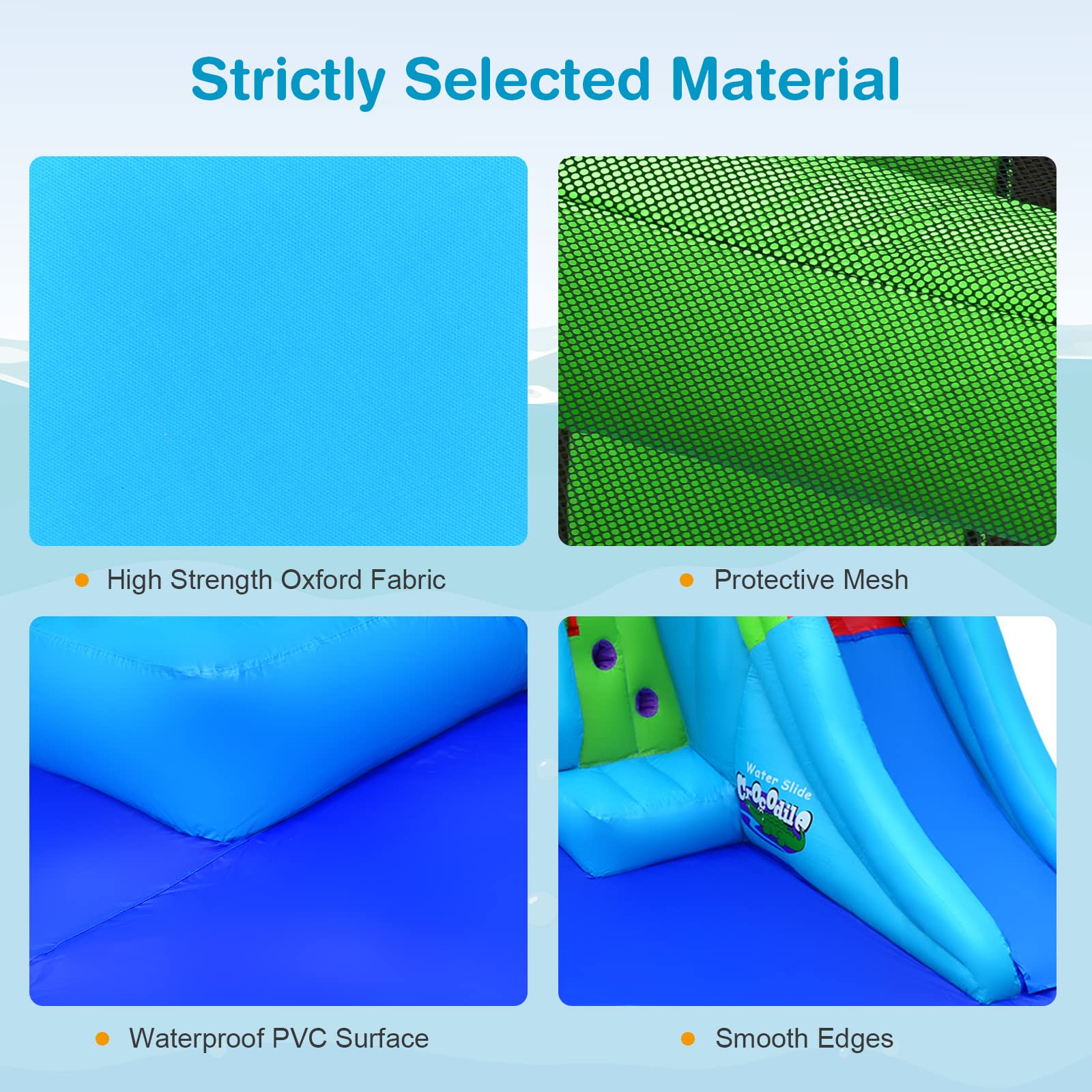 BOUNTECH 7-in-1 Inflatable Water Slide for Kids - Crocodile Mighty Water Park with Splash Pool, Climbing Wall, Water Cannon & Tunnel | Backyard Outdoor Summer Fun | Birthday Party, Family Gatherings, Poolside Entertainment (Air Blower Not Included)