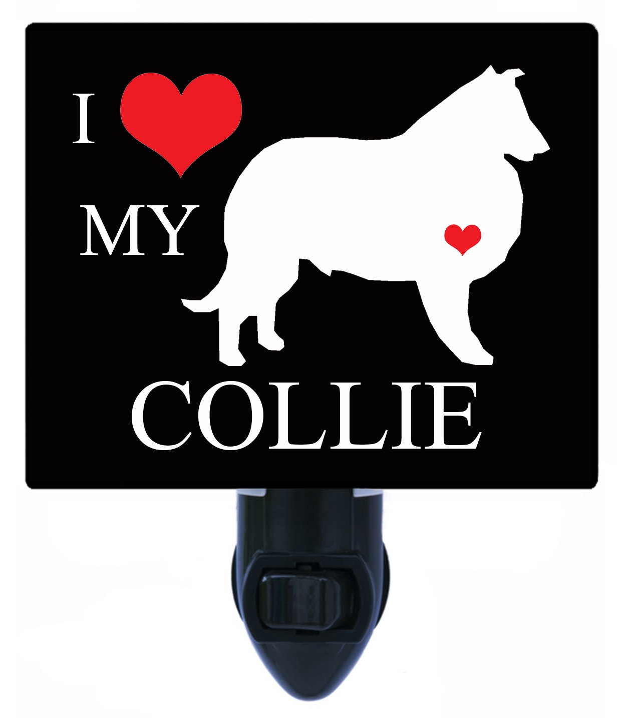 Heart My Collie Dog LED Night Light - Cute Pet Nightlight for Bedroom, Nursery, Kids Room | Perfect Gift for Dog Lovers