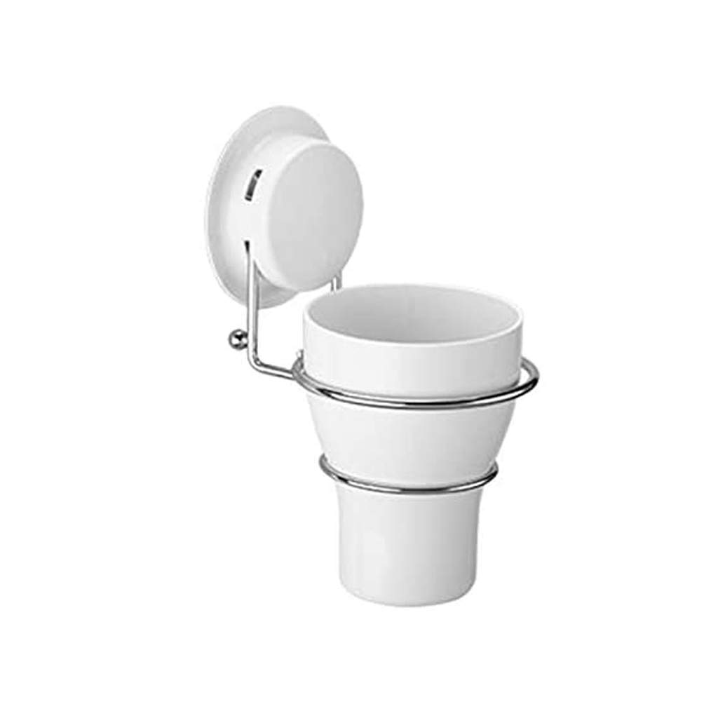 Modern Minimalist Stainless Steel Suction Cup Toothbrush Holder - Bathroom Organizer for Toothbrush, Razor & Cosmetics - Perfect for Small Spaces, RVs & Dorm Rooms