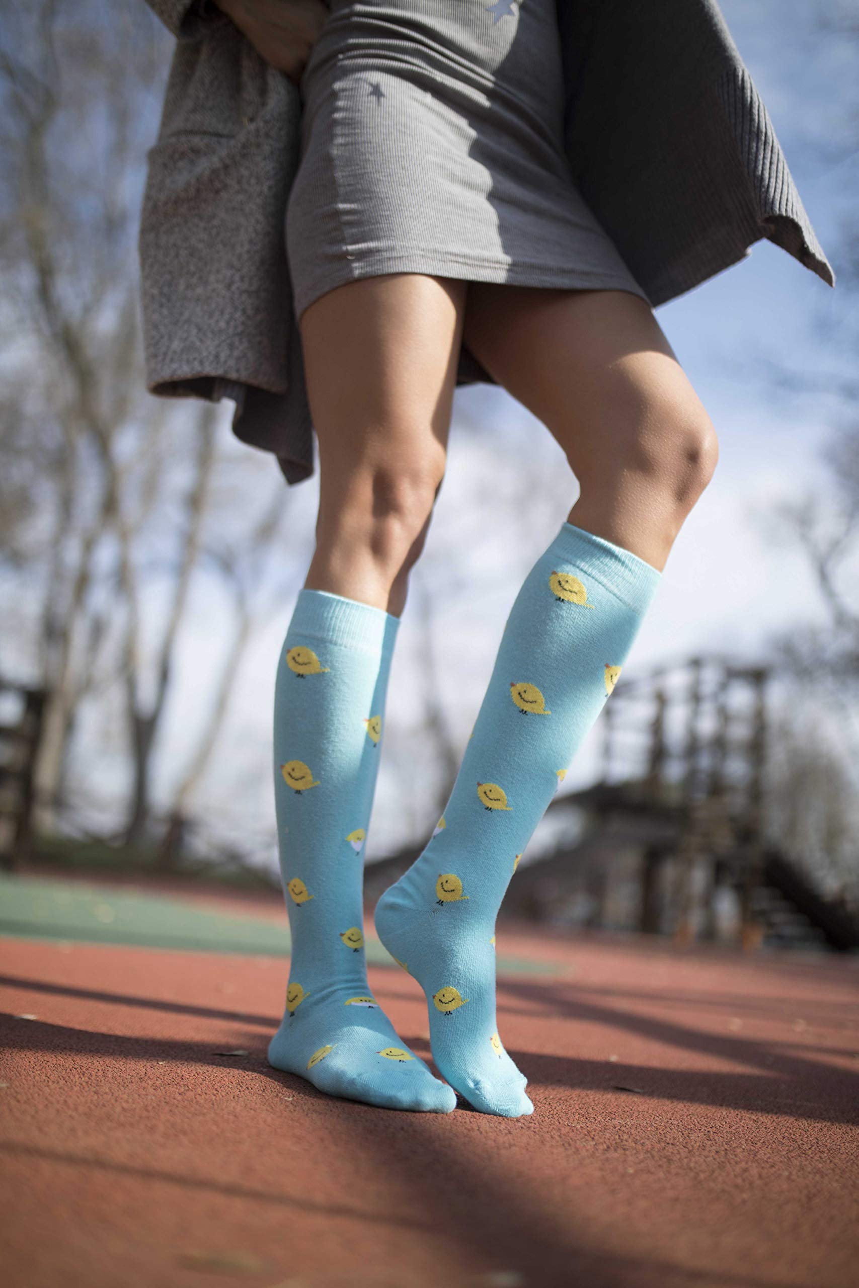 Women's Colorful Luxury Cotton Funky Knee High Socks - 1 Pair - Soft & Comfortable for Casual Wear, Cosplay, and Fashion Outfits