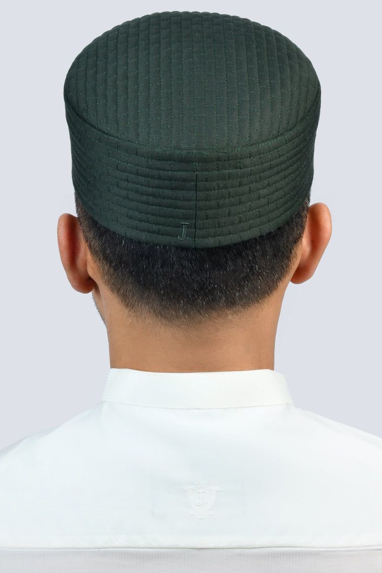 Premium Blended Green Cap by J. Junaid Jamshed - Stylish Islamic Prayer Hat for Men - Perfect for Daily Wear, Mosque Visits & Special Occasions