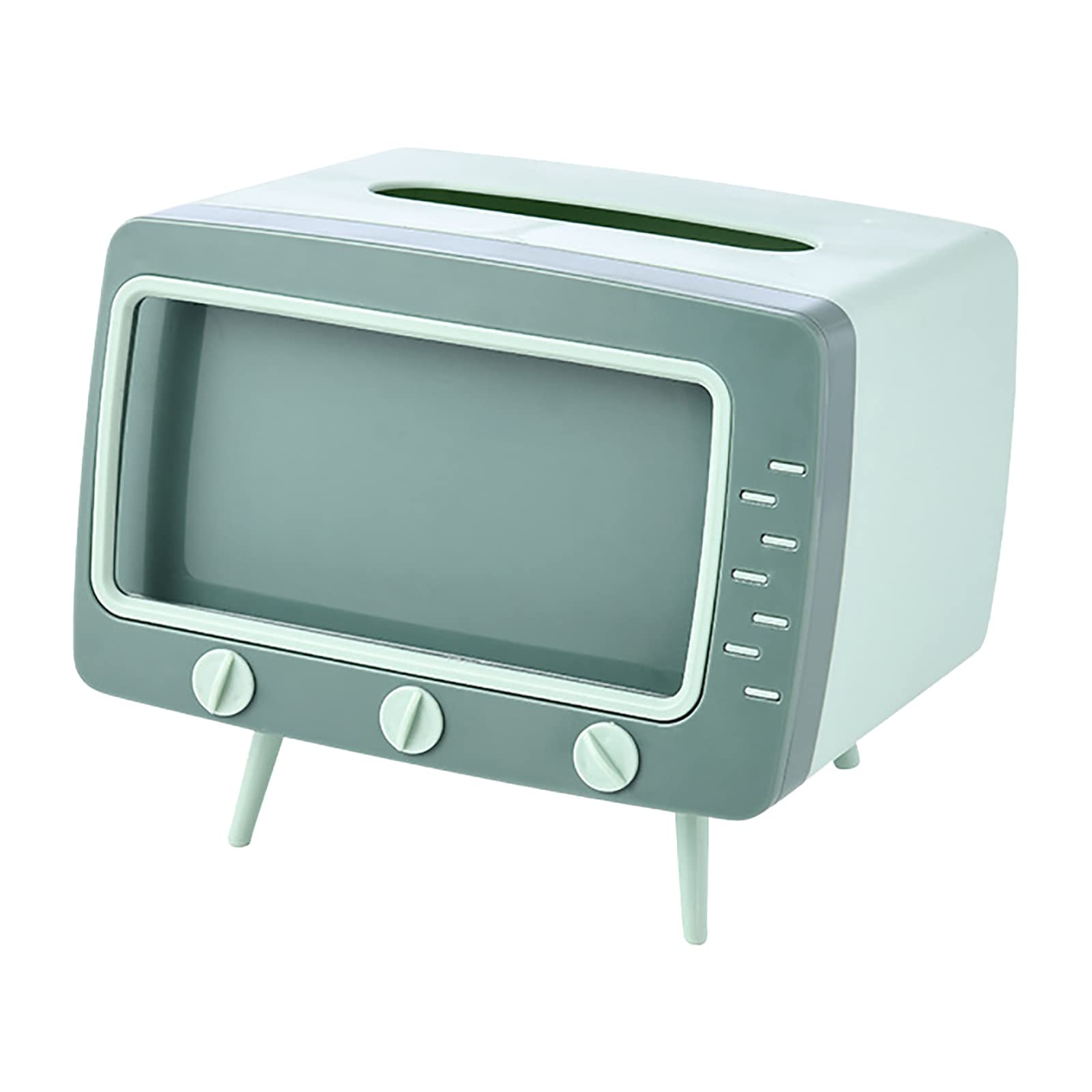 LARIAU Creative TV-Shaped Tissue Box Dispenser with Phone Holder - Multifunctional Square Tissue Box Cover for Living Room, Bathroom, Kitchen & Dining - Green Home Decor Organizer (Perfect for Small Spaces & Gift Giving)