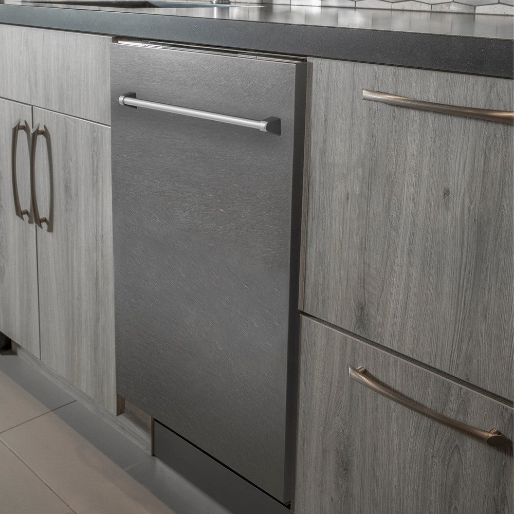 ZLINE 24-Inch Built-In Dishwasher with Satin Stainless Steel Panel & Tub, Traditional Handle, Ultra-Quiet 52dBa - Perfect for Modern Kitchens & Open-Concept Homes (Model DW SN H 24)