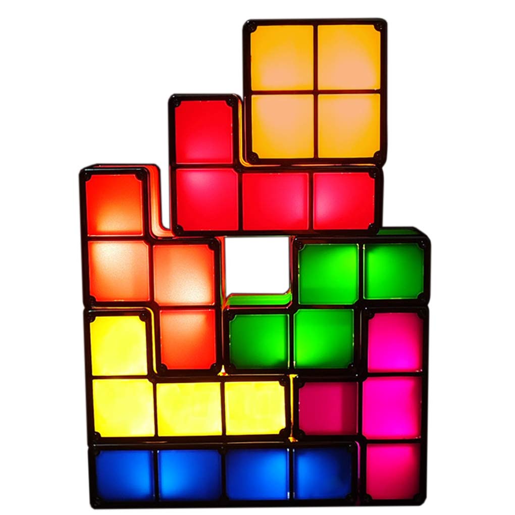 7-Piece Stackable 3D Puzzle Night Light - Color-Changing LED Magic Building Blocks, DIY Interlocking Desk Lamp for Teens & Adults - Perfect for Bedroom, Study, and Gift Ideas (Birthday, Home Decor)