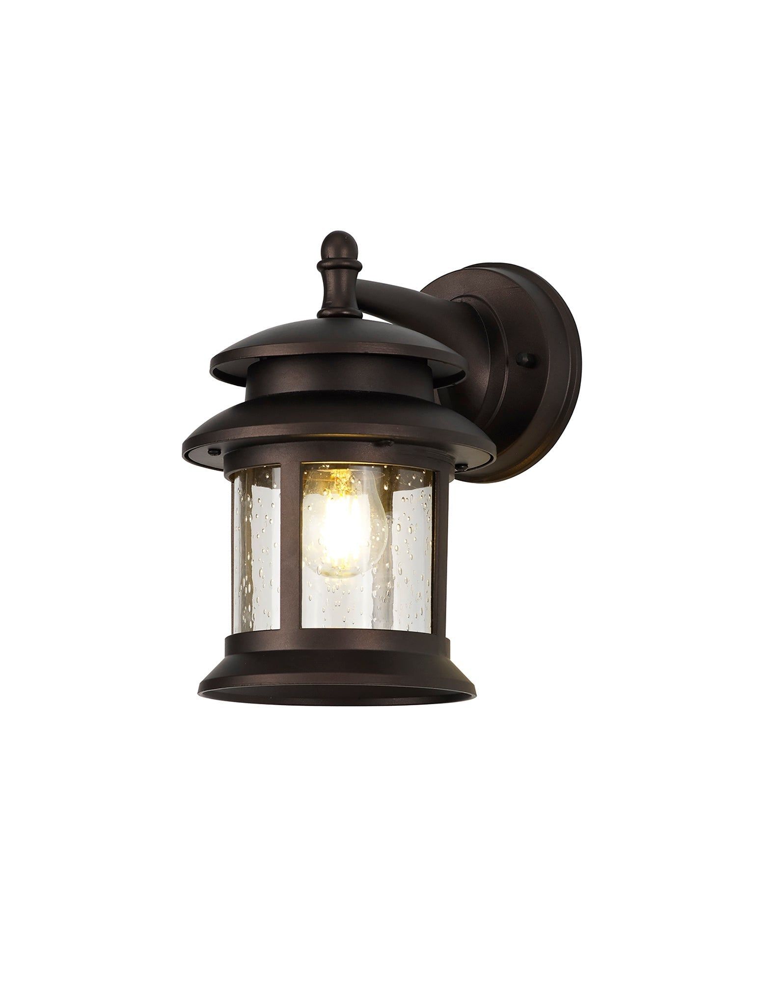 Alcover Modern Outdoor Wall Lamp - Round Criss Cross Design with Sand Black & Clear Seeded Glass, IP44 Waterproof, E27 Bulb Socket (1-Pack) - Perfect for Porch, Patio, Garden and Exterior Home Lighting - 2 Year Warranty