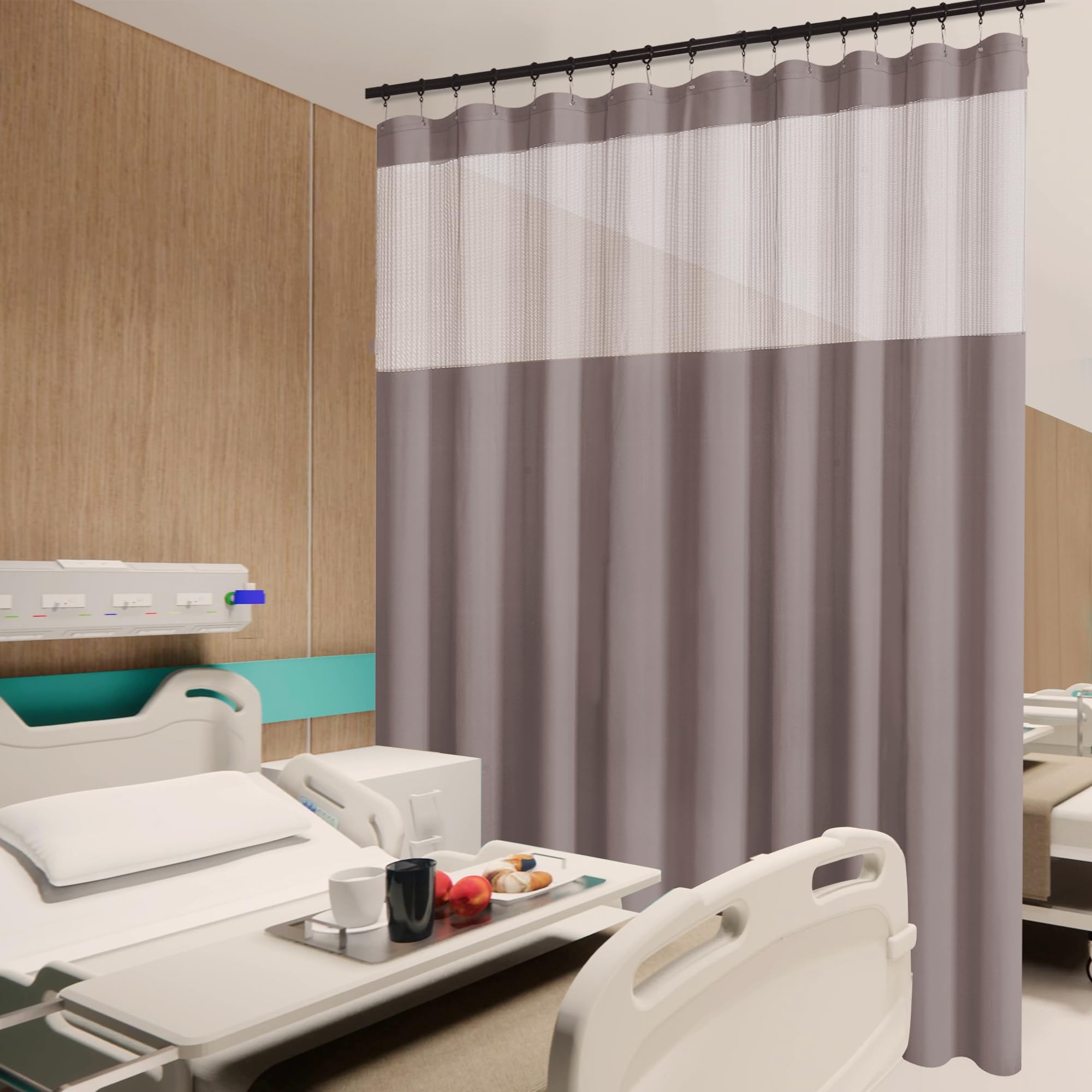 Flame Retardant Hospital Privacy Curtain - 9x8FT Grey Medical Room Divider with Grommets for Clinics, Labs & Healthcare Facilities | Fire-Resistant Cubicle Curtain for Patient Safety & Infection Control