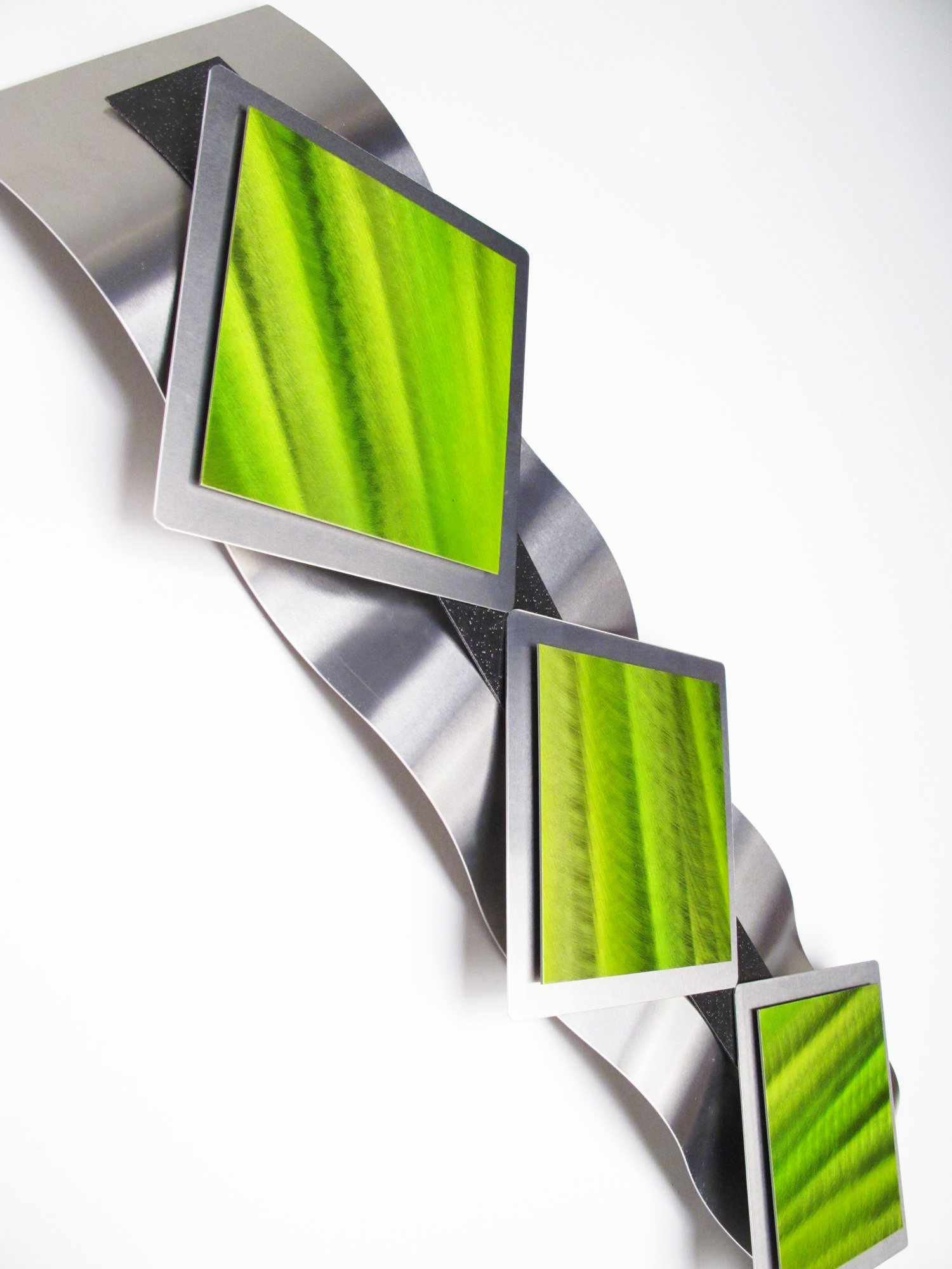 Modern Abstract Metal Wall Art Sculpture - Green Painting Home Decor for Living Room, Bedroom & Office - Mystic Reflections Glowing Gardens Design