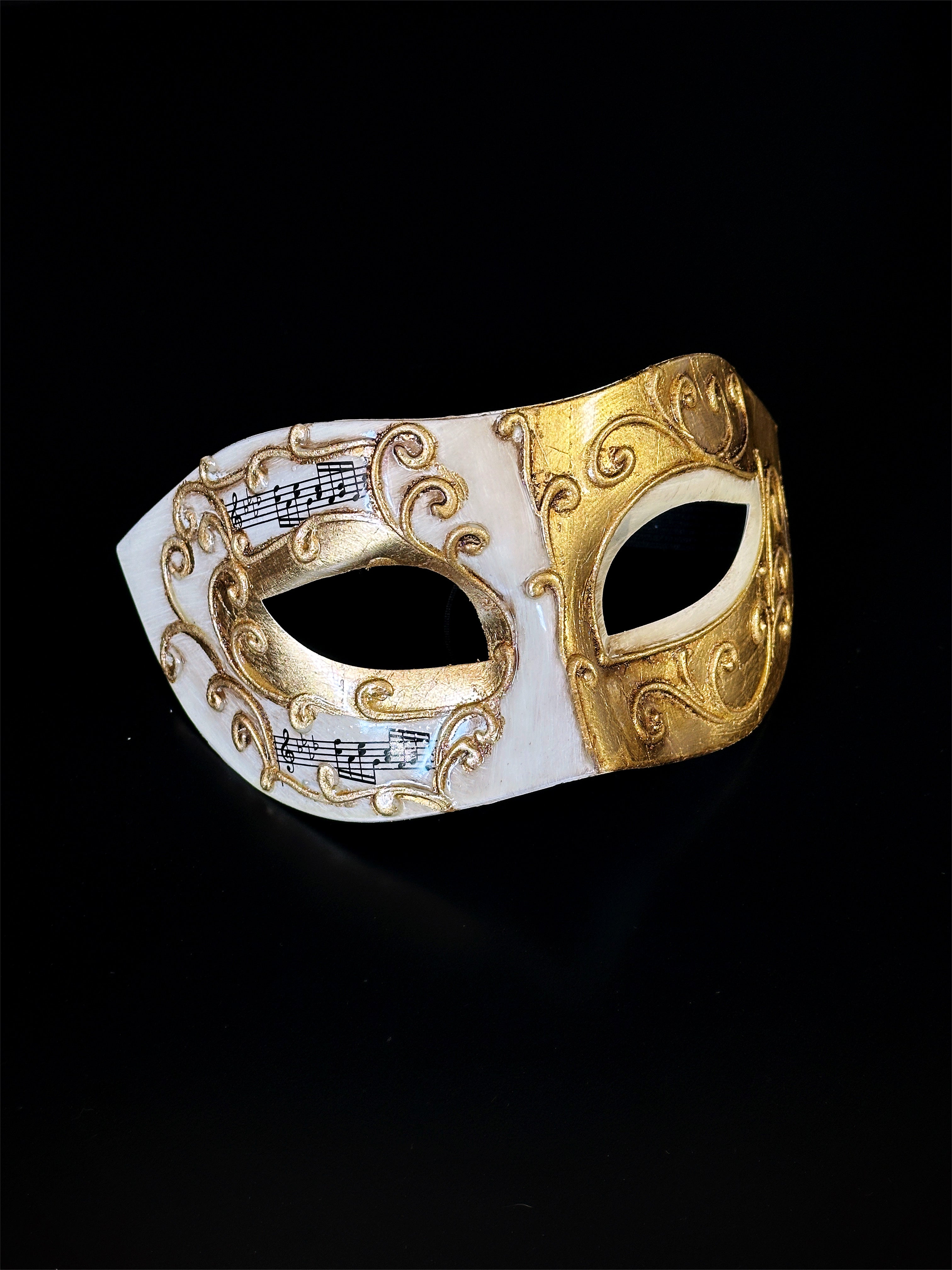 Gold Music Note Face Mask - Elegant & Comfortable for Concerts, Performances & Music Lovers