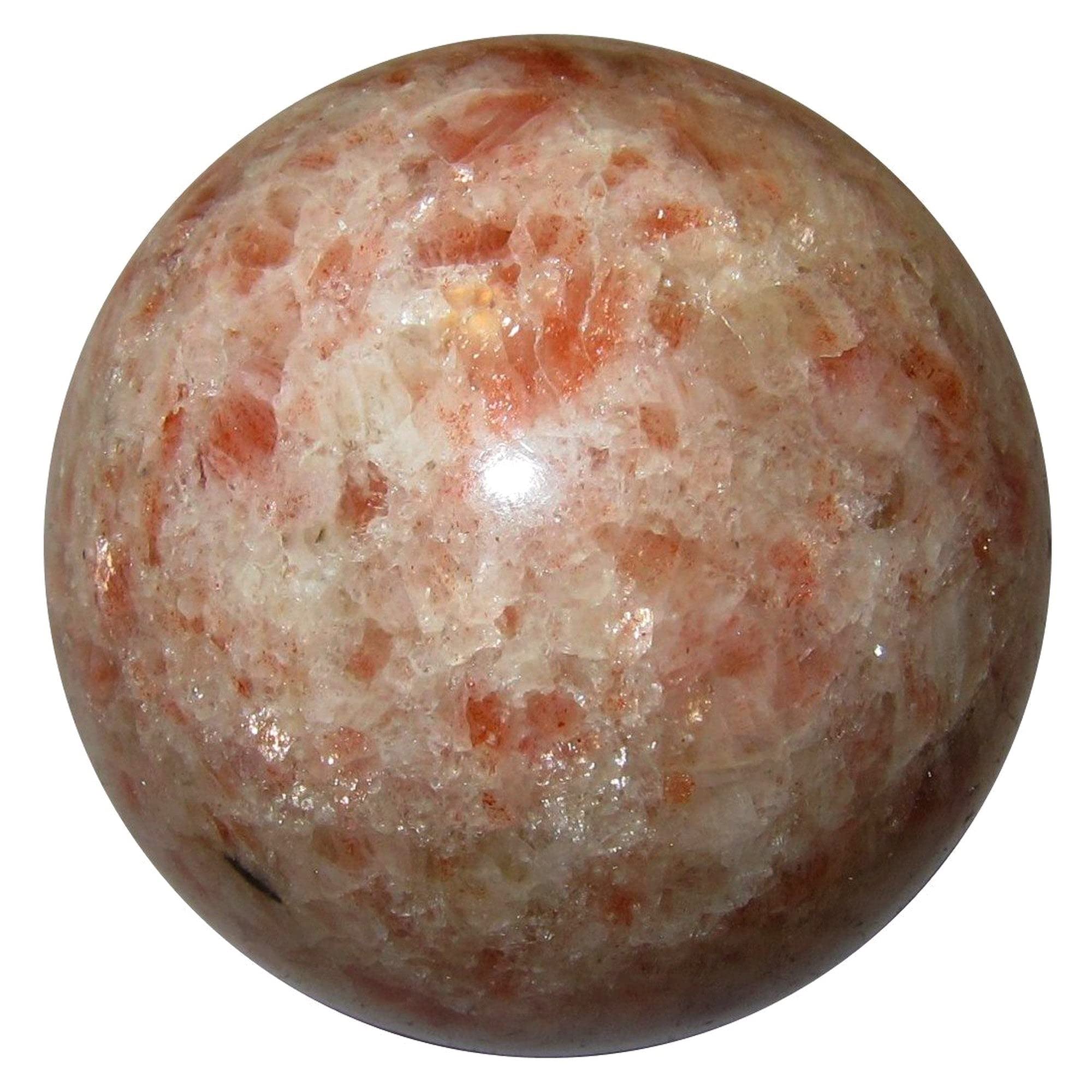 Natural Sunstone Crystal Sphere - 2.0-2.25 Inch Healing Stone Ball for Meditation, Reiki & Positive Energy - Satin Crystals for Home Decor, Office Desk & Spiritual Healing