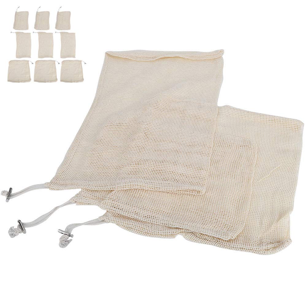 9-Piece Reusable Washable Fruit Storage Bags Set - Durable Drawstring Mesh Bags for Fruits, Vegetables, Snacks & Toys - Tear-Resistant, Eco-Friendly Food Storage Solution for Kitchen, Picnics & Travel
