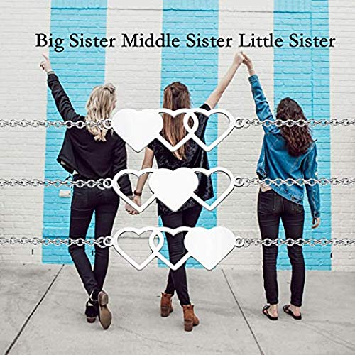 BAUNA Big Middle Little Sister Bracelet - Long Distance Friendship Gift for Best Friends Forever - Meaningful Sisters Jewelry for Birthdays, Anniversaries & Special Occasions