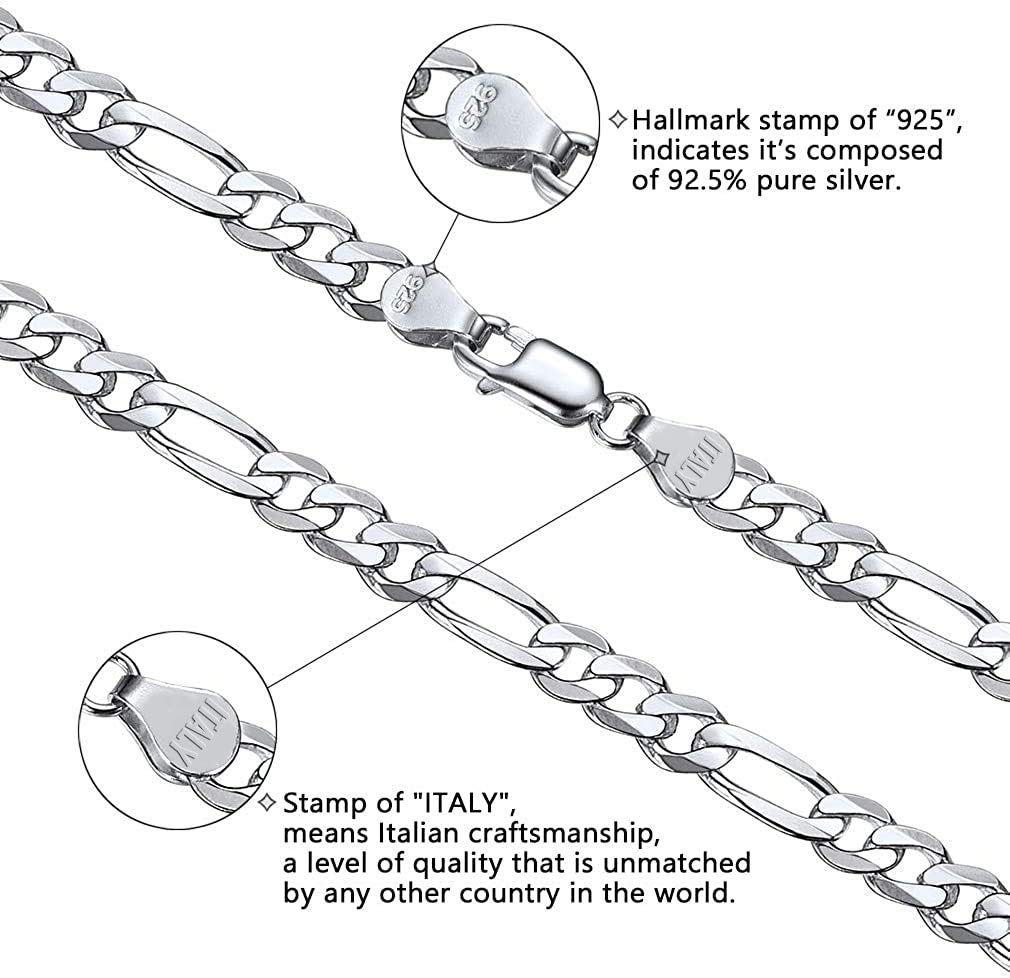 Savlano 925 Sterling Silver 10.5mm Italian Solid Figaro Link Chain Necklace for Men & Women - Elegant Unisex Jewelry Gift with Premium Gift Box | Perfect for Weddings, Anniversaries & Everyday Wear | Handcrafted in Italy