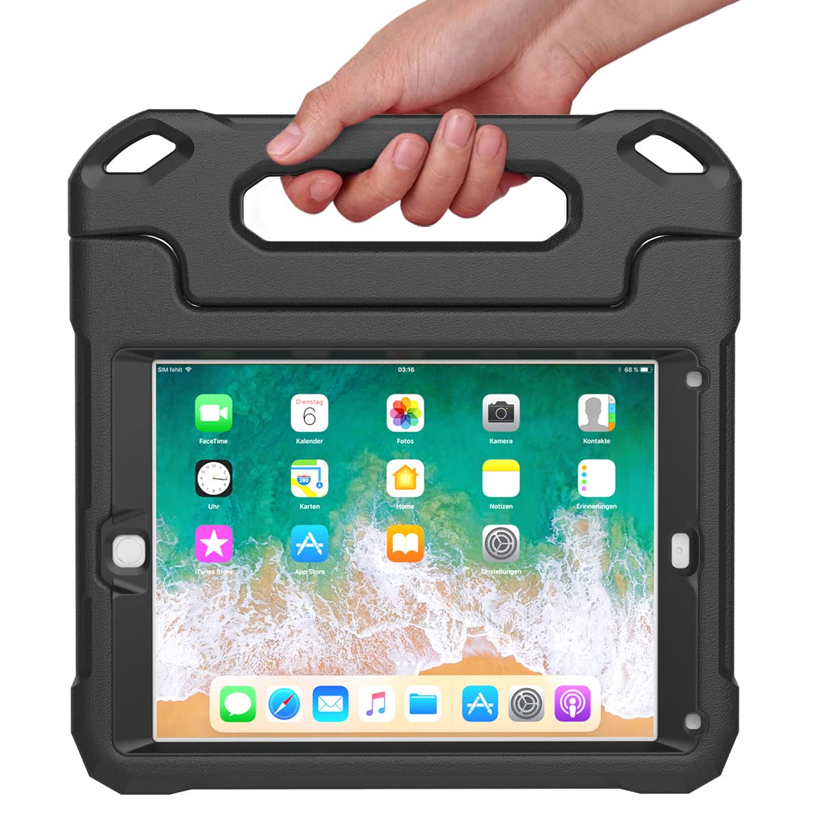 SUPLIK Shockproof Kids iPad Case for iPad 5th/6th Gen (9.7 inch 2017/2018), iPad Air 1/2 & iPad Pro 9.7 - Durable Protective Cover with Handle Stand & Screen Protector - Perfect for School, Travel & Home Use (Black)