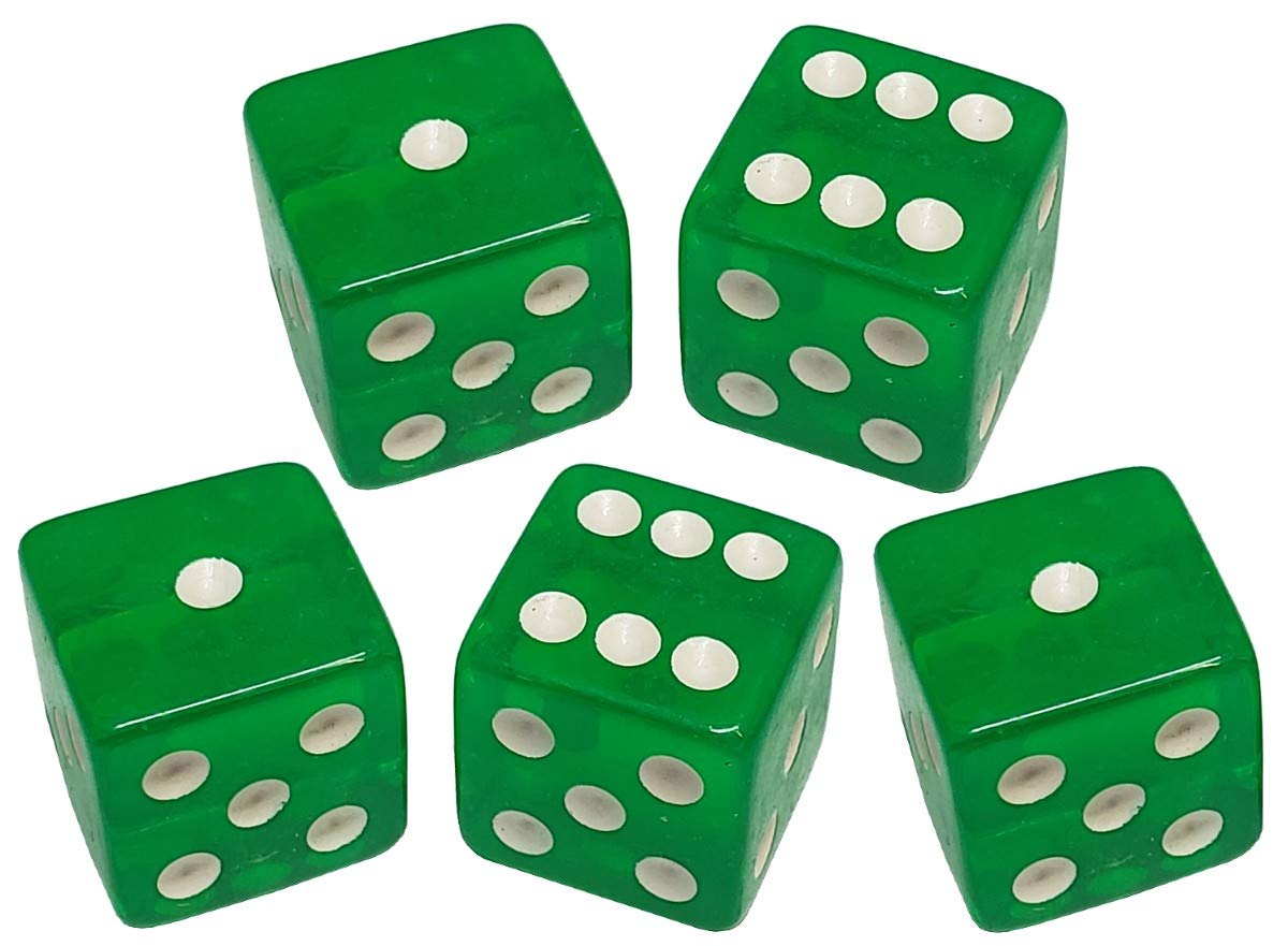 Premium 19mm Casino Craps Kit Set - 5 Dice, Layout, Stick, Acrylic Dice Boat & Accessories (Green) | Professional Casino Game Equipment for Home Parties, Game Nights & Casino-Themed Events